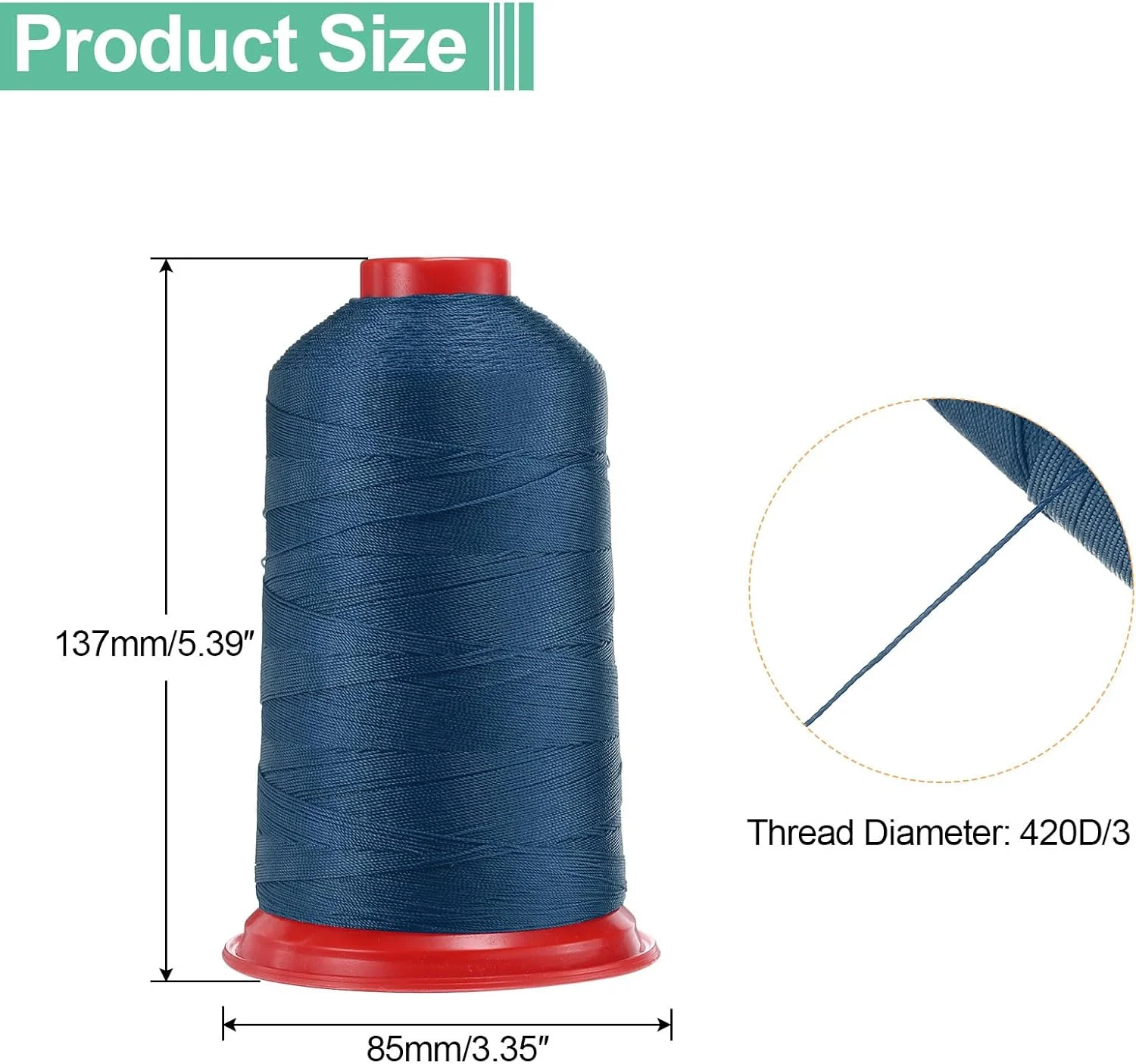 نخ خیاطی نایلونی چسبیده 1280 متری QUARKZMAN، سایز 420D/3، نخ نایلونی سنگین برای روکش های فضای باز، چرم، جین و پارچه های صنایع دستی، مناسب برای ماشین های DIY، رنگ سرمه ای نخ خیاطی نایلونی چسبیده 1280 متری QUARKZMAN، سایز 420D/3، نخ نایلونی سنگین برای روکش های فضای باز، چرم، جین و پارچه های صنایع دستی، مناسب برای ماشین های DIY، رنگ سرمه ای