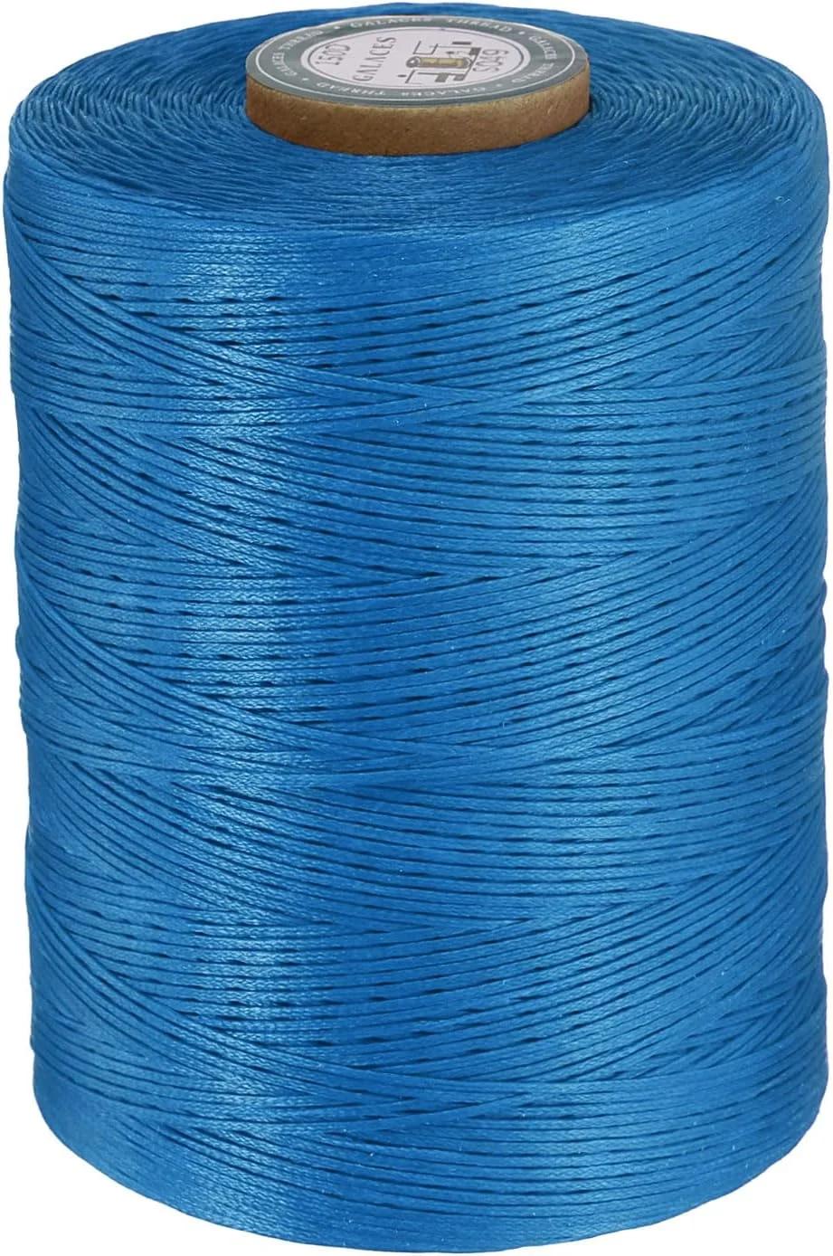 نخ موم زده چرم دوزی تخت QUARKZMAN، 780 متر / 853 یارد نخ پلی استر مومی، نخ دوخت مومی 0.8 میلی متری برای صنایع دستی چرمی، صحافی، دستبندهای بافته شده، آبی تیره