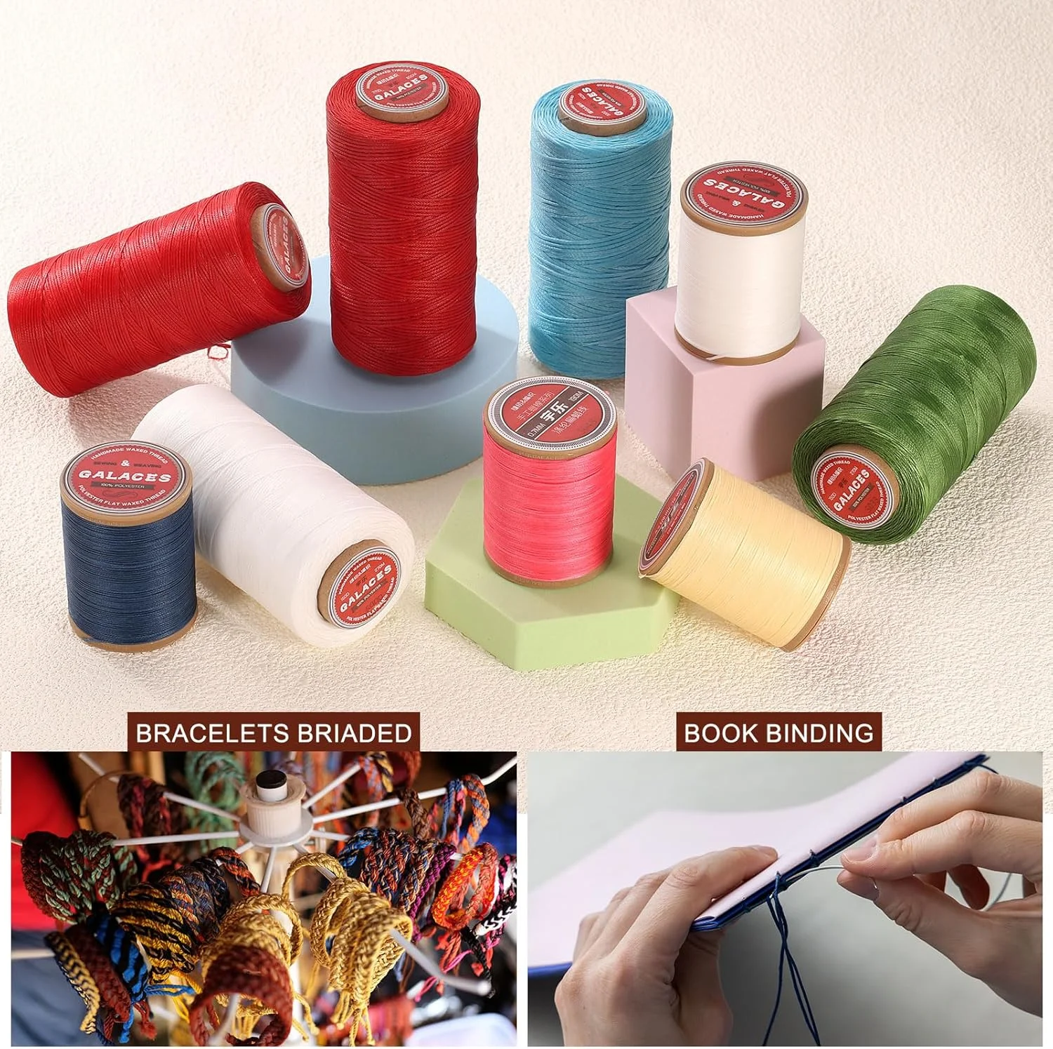 نخ موم زده چرم دوزی تخت QUARKZMAN، 200 متر / 219 یارد نخ موم زده پلی استر، نخ خیاطی موم زده 210D برای صنایع دستی چرمی، صحافی، دستبند بافته شده، سبز تیره نخ موم زده چرم دوزی تخت QUARKZMAN، 200 متر / 219 یارد نخ موم زده پلی استر، نخ خیاطی موم زده 210D برای صنایع دستی چرمی، صحافی، دستبند بافته شده، سبز تیره