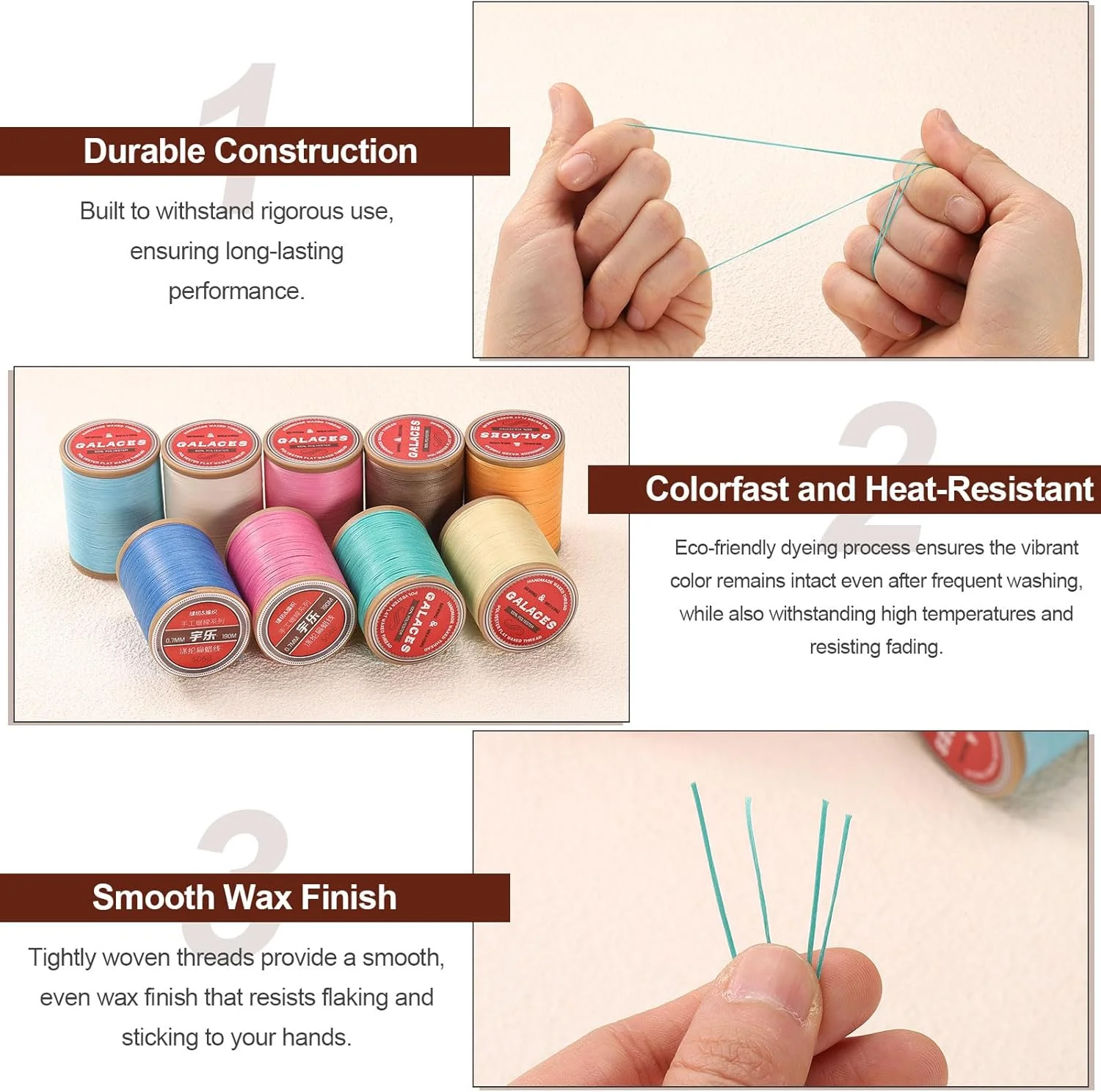 نخ موم زده چرم دوزی تخت QUARKZMAN، 190 متر / 208 یارد نخ موم زده پلی استر، نخ دوخت موم زده 100D برای صنایع دستی چرمی، صحافی، دستبندهای بافته شده، قهوه ای خاکی نخ موم زده چرم دوزی تخت QUARKZMAN، 190 متر / 208 یارد نخ موم زده پلی استر، نخ دوخت موم زده 100D برای صنایع دستی چرمی، صحافی، دستبندهای بافته شده، قهوه ای خاکی