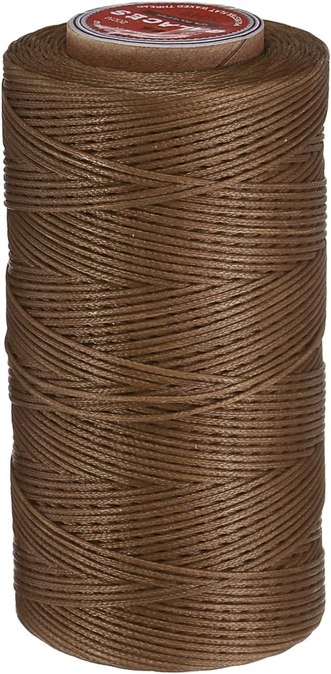نخ موم زده چرم دوزی تخت QUARKZMAN، 200 متر / 219 یارد نخ موم زده پلی استر، نخ خیاطی موم زده 210D برای صنایع دستی چرمی، صحافی، دستبندهای بافته شده، کاراملی