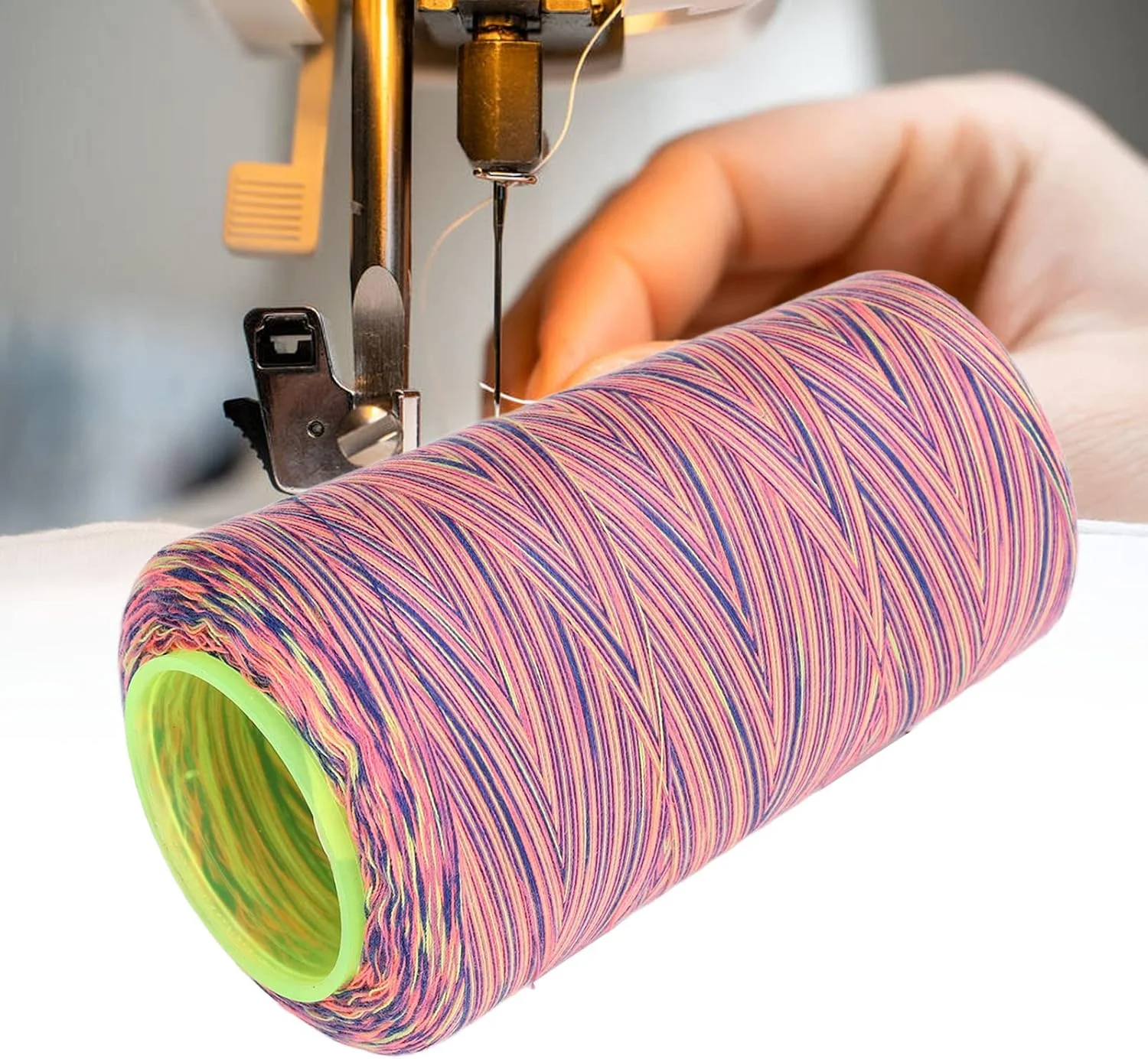 نخ خیاطی رنگین کمانی، نخ مخروطی سردوز پلی استر متالیک رنگین کمانی حرفه ای، نخ بافته شده برای خیاطی، کوک متقاطع، ماشین نساجی و گلدوزی (#2)