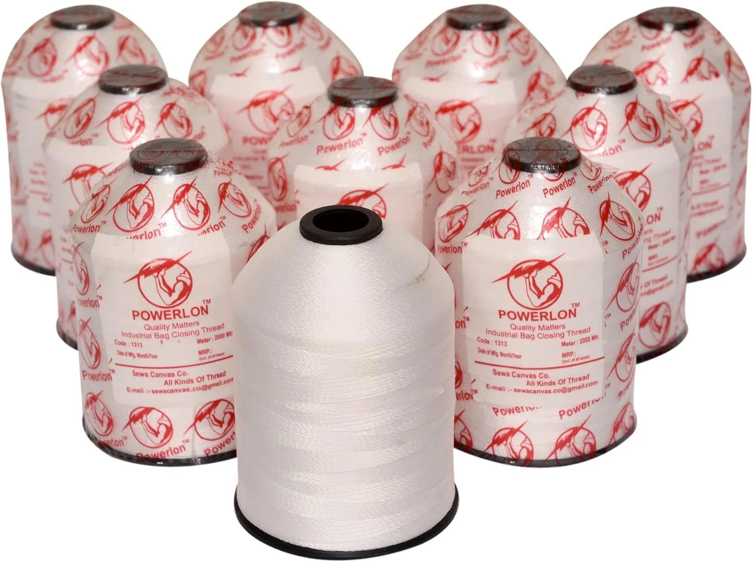 نخ کیسه دوزی پاورلون 2 لایه PP/ نایلون 2000 متری قوی مناسب برای دستگاه های Revo، Lpi و سایر برندها (سفید، 20 عدد)