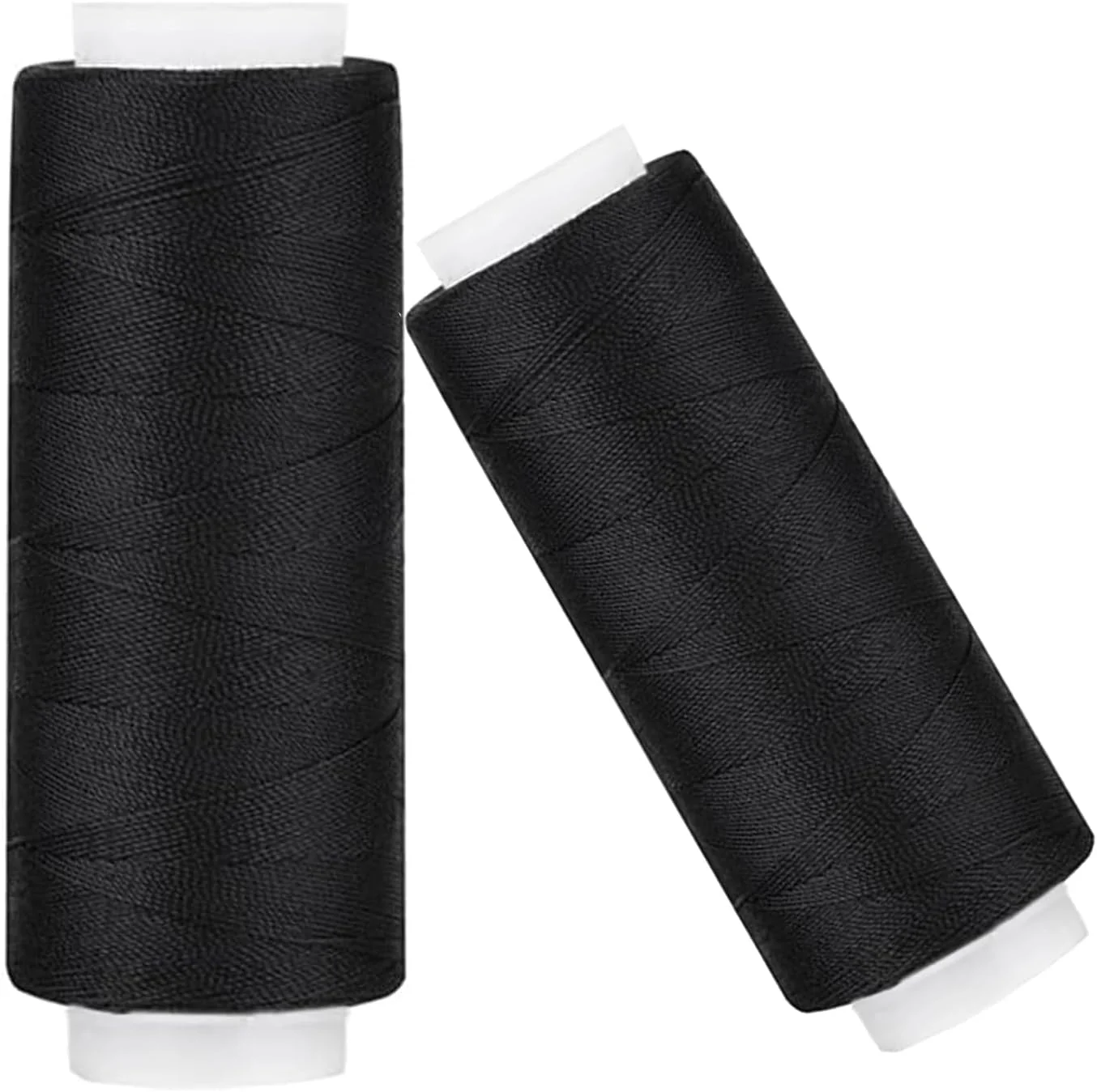 نخ خیاطی پلی استر مشکی 2 عددی، 100 متری نخ خیاطی، نخ پلی استر برای پنبه، جین، چرم و مواد مصنوعی