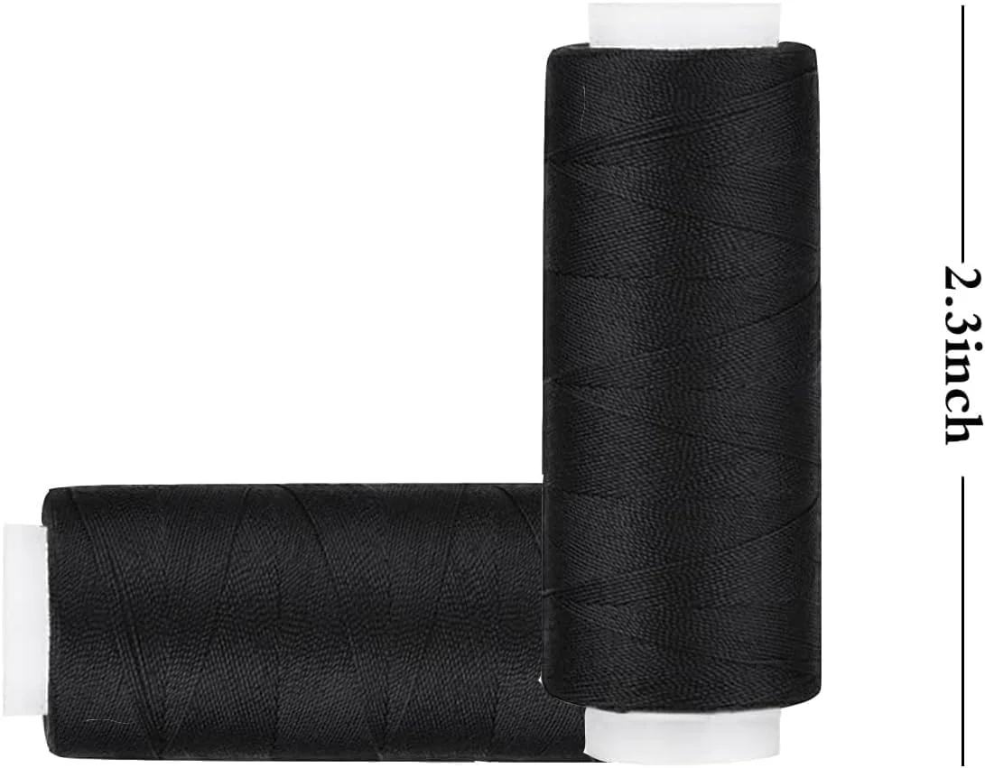 نخ خیاطی پلی استر مشکی 2 عددی، 100 متری نخ خیاطی، نخ پلی استر برای پنبه، جین، چرم و مواد مصنوعی نخ خیاطی پلی استر مشکی 2 عددی، 100 متری نخ خیاطی، نخ پلی استر برای پنبه، جین، چرم و مواد مصنوعی