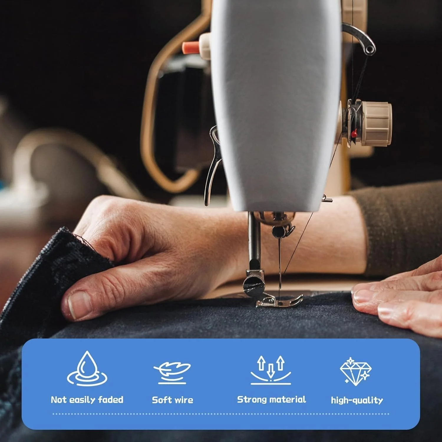 نخ خیاطی پلی استر مشکی 2 عددی، 100 متری نخ خیاطی، نخ پلی استر برای پنبه، جین، چرم و مواد مصنوعی نخ خیاطی پلی استر مشکی 2 عددی، 100 متری نخ خیاطی، نخ پلی استر برای پنبه، جین، چرم و مواد مصنوعی