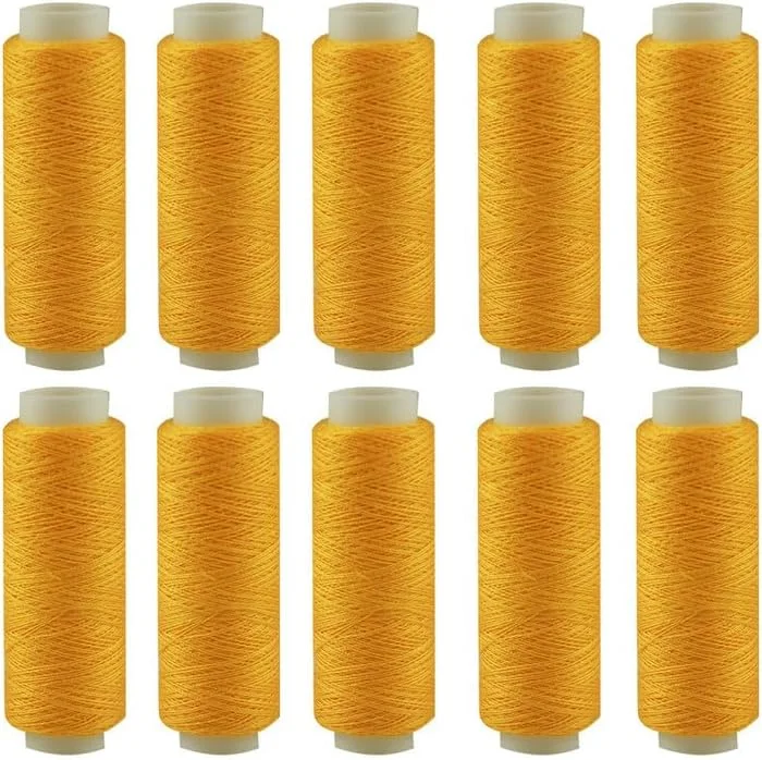 10 عدد نخ خیاطی پلی استر 200 یاردی نخ طلایی برای گلدوزی/مناسب برای تمام مصارف خیاطی دستی و ماشینی
