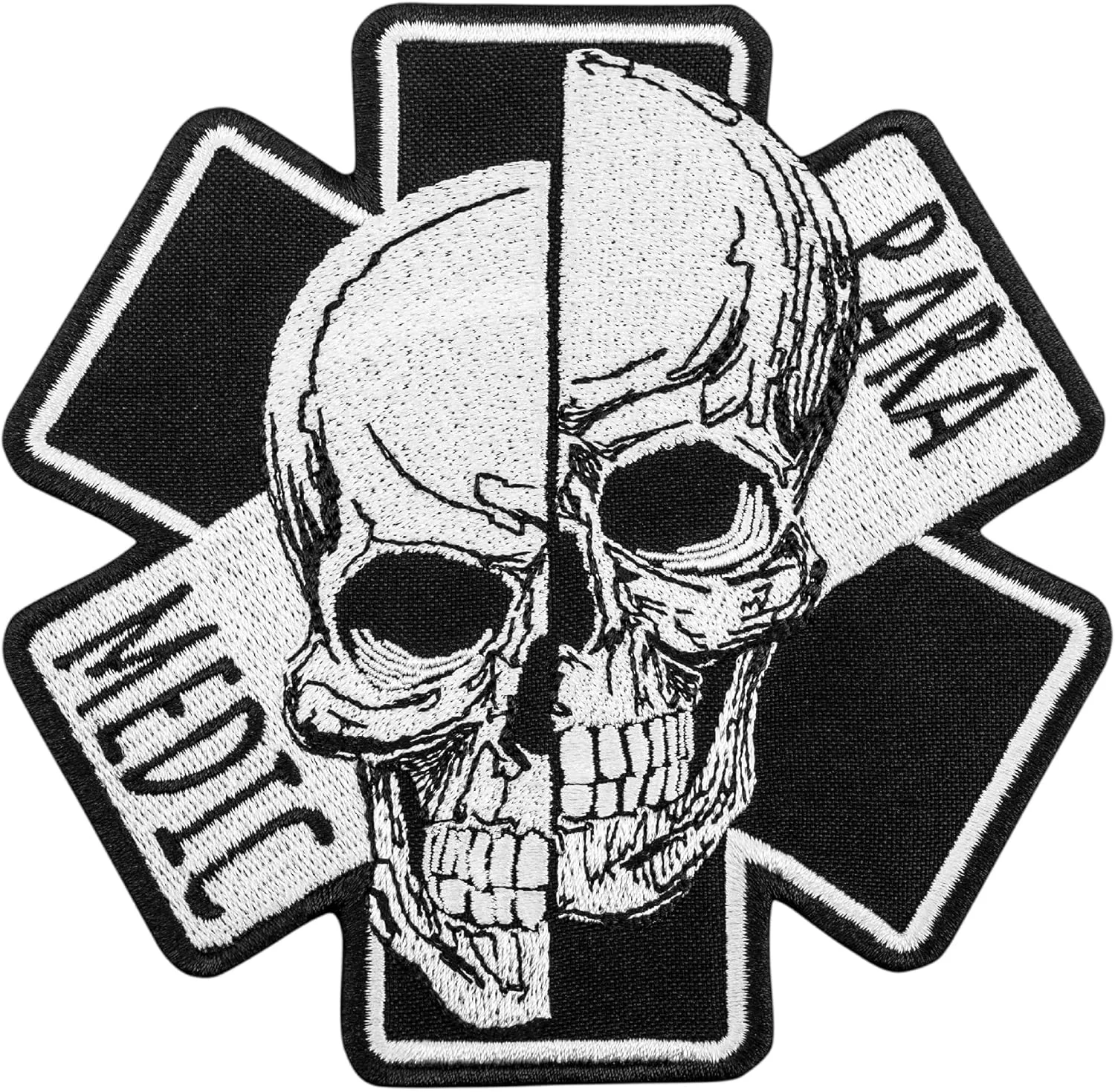 تکه دوزی جمجمه جابجا شده امدادگر - نشان پزشکی EMT گلدوزی شده - تکه های اتویی - 4.9 x 4.8 اینچ