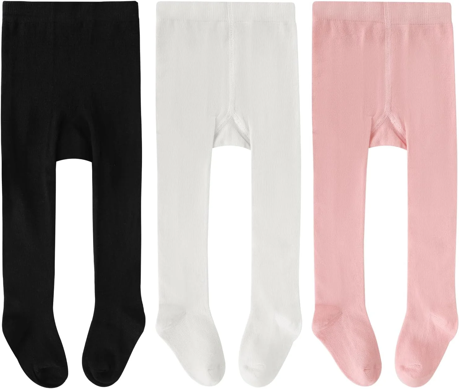 جوراب شلواری دخترانه Zzxlw، جوراب شلواری ساده نوزادی، 3 جفت مشکی، سبز، سفید، قرمز، صورتی، نرم و کشسان، مناسب مهمانی، 6 ماه تا 3 سال