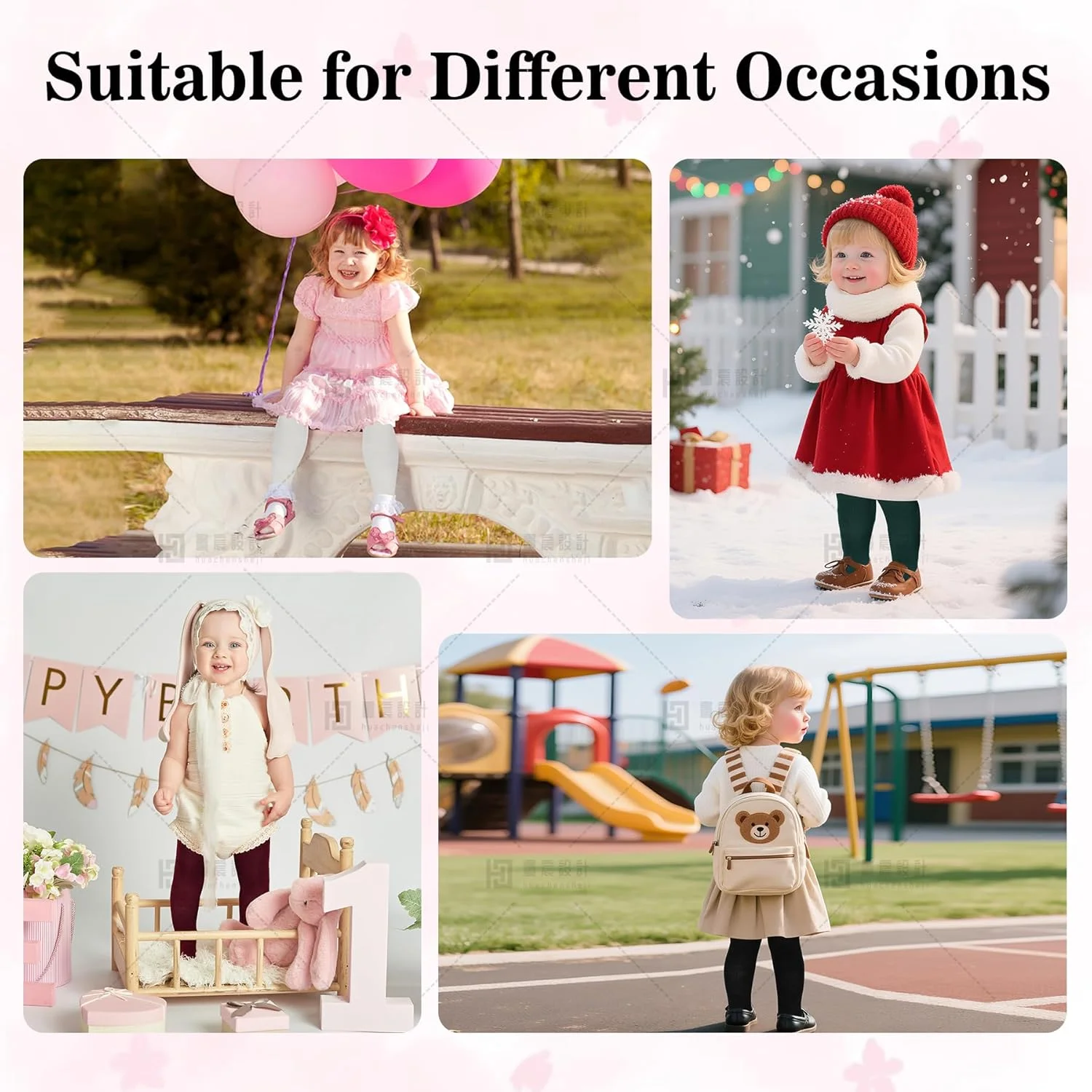 جوراب شلواری دخترانه Zzxlw، جوراب شلواری ساده نوزادی، 3 جفت مشکی، سبز، سفید، قرمز، صورتی، نرم و کشسان، مناسب مهمانی، 6 ماه تا 3 سال