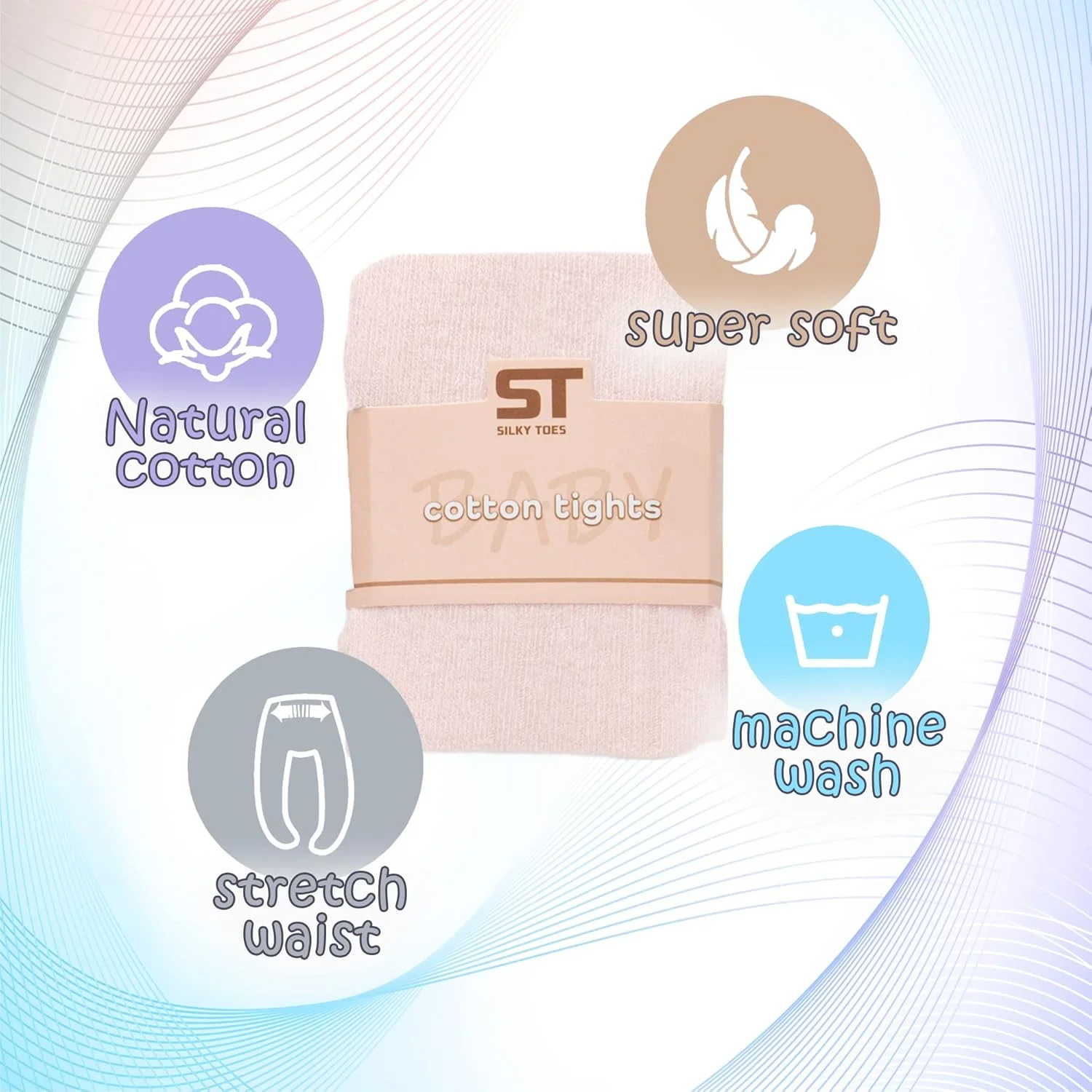 جوراب شلواری نخی پنجه دار کودک نوپا Silky Toes، ساق دخترانه، صورتی، 6-12 ماه جوراب شلواری نخی پنجه دار کودک نوپا Silky Toes، ساق دخترانه، صورتی، 6-12 ماه