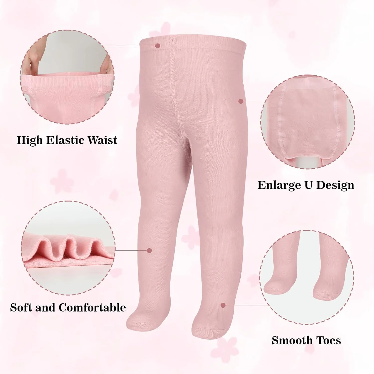 جوراب شلواری دخترانه Zzxlw، جوراب شلواری ساده نوزادی، 3 جفت مشکی، سبز، سفید، قرمز، صورتی، نرم و کشسان، مناسب مهمانی، 6 ماه تا 3 سال