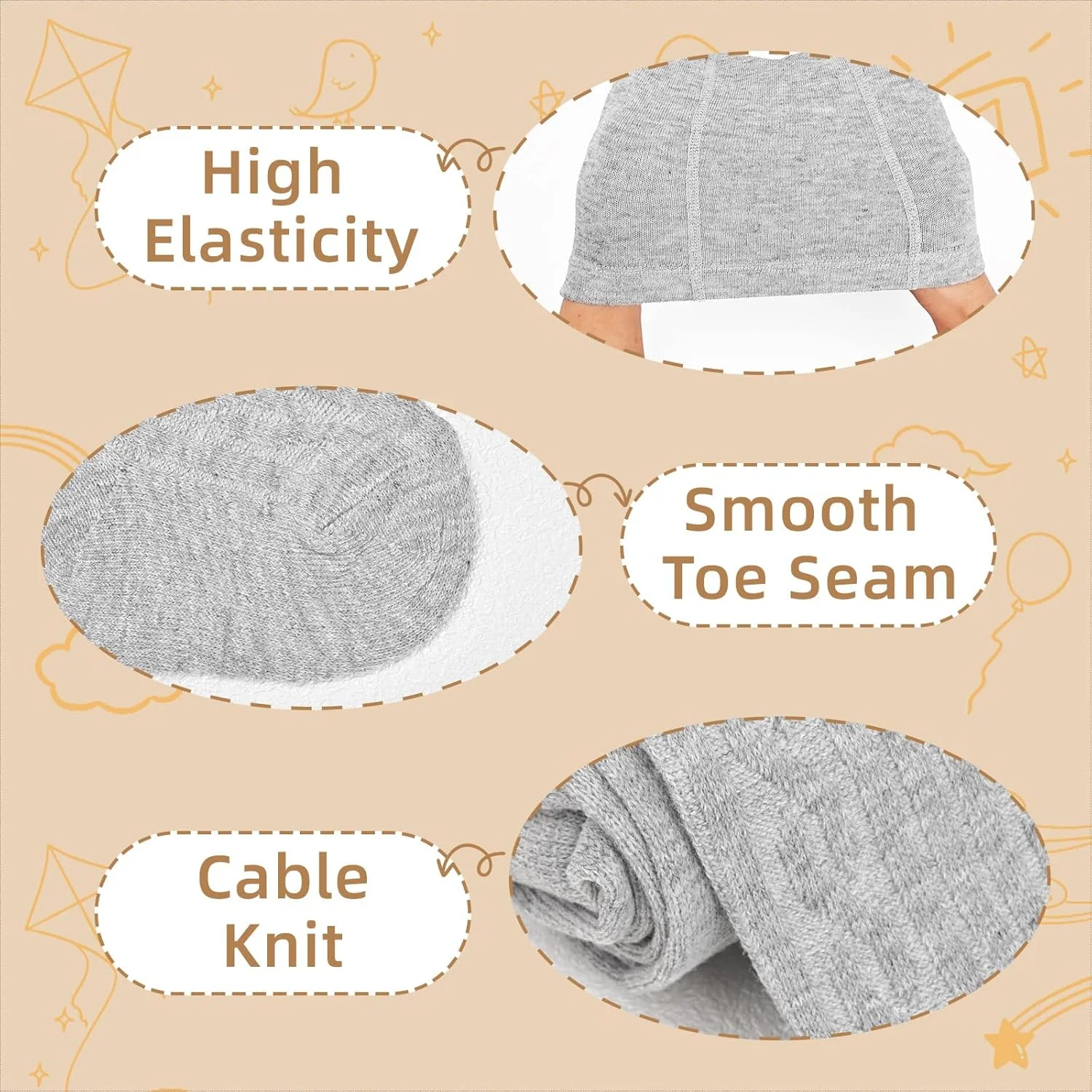 جوراب شلواری نوزادی HZHSGLY، بسته 3 عددی، جوراب شلواری بافتنی ضخیم، گرم، نرم و راحت زمستانی برای نوزادان 0-24 ماهه