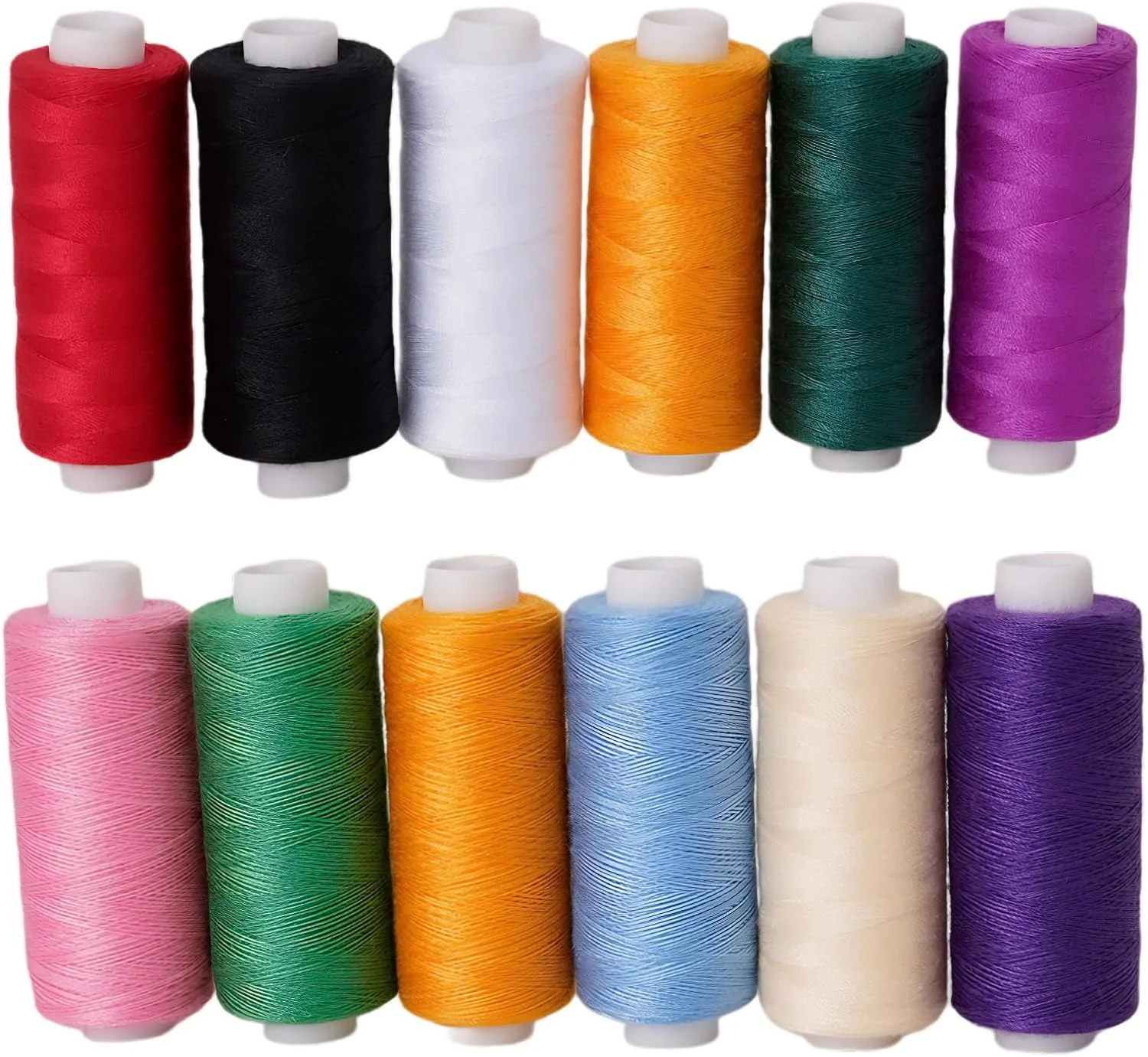 نخ خیاطی 12 عددی 400 یاردی، نخ پلی استر چرخ خیاطی سردوز، نخ پلی استر، مجموعه قرقره نخ خیاطی برای خیاطی، گلدوزی، گره زدن
