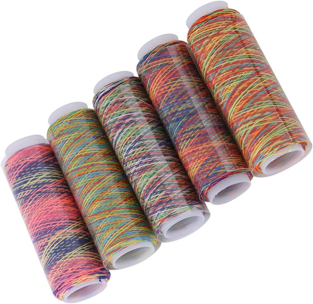 نخ خیاطی градиент OVAQUIXI، 5 عدد قرقره نخ چند رنگ، نخ برای لحاف دوزی، گلدوزی، چرخ خیاطی و استفاده دستی نخ خیاطی градиент OVAQUIXI، 5 عدد قرقره نخ چند رنگ، نخ برای لحاف دوزی، گلدوزی، چرخ خیاطی و استفاده دستی