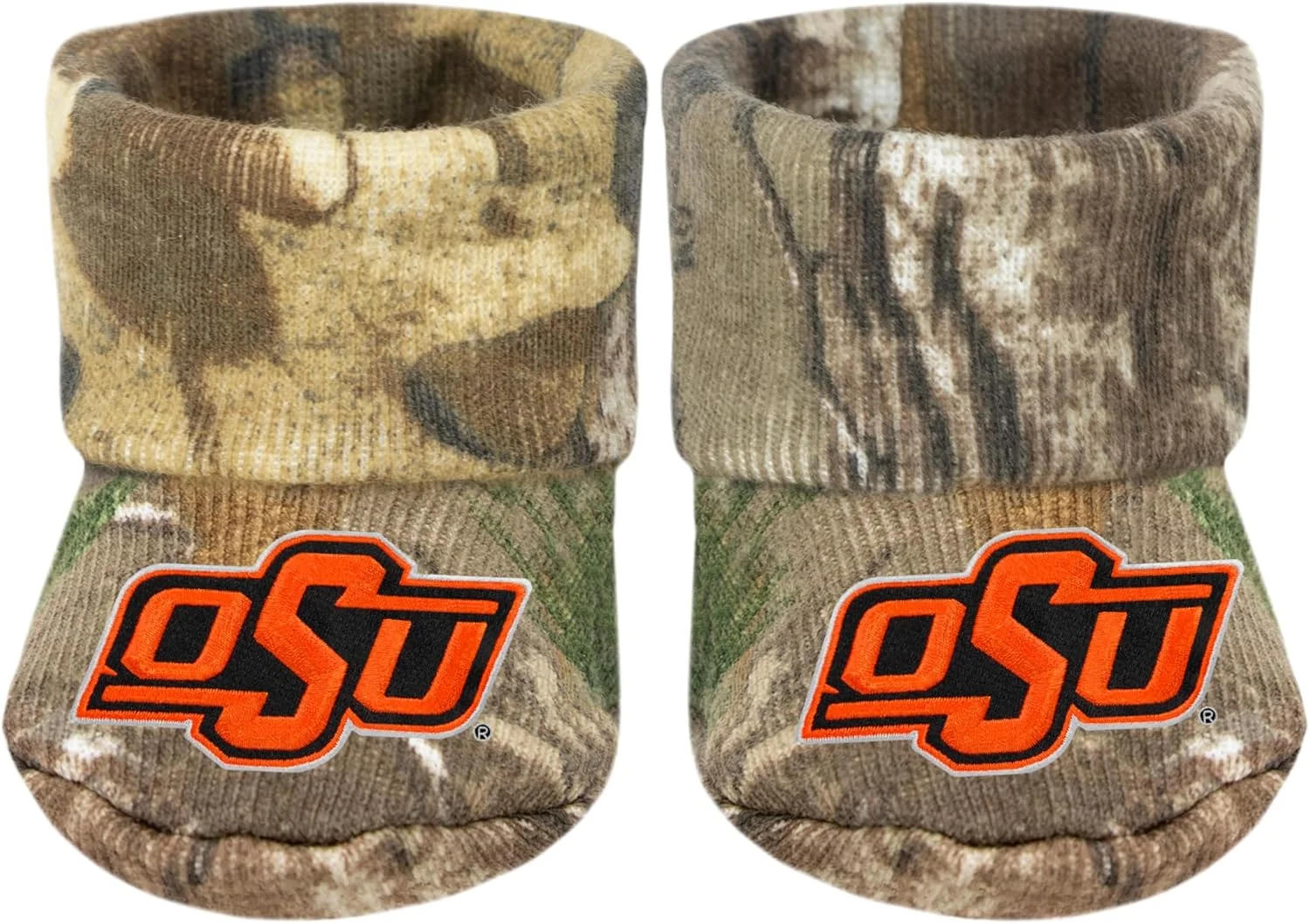 جوراب پاپوش نوزادی Creative Knitwear دانشگاه ایالتی اوکلاهما OSU Cowboys، طرح Realtree Camo، نوزادی