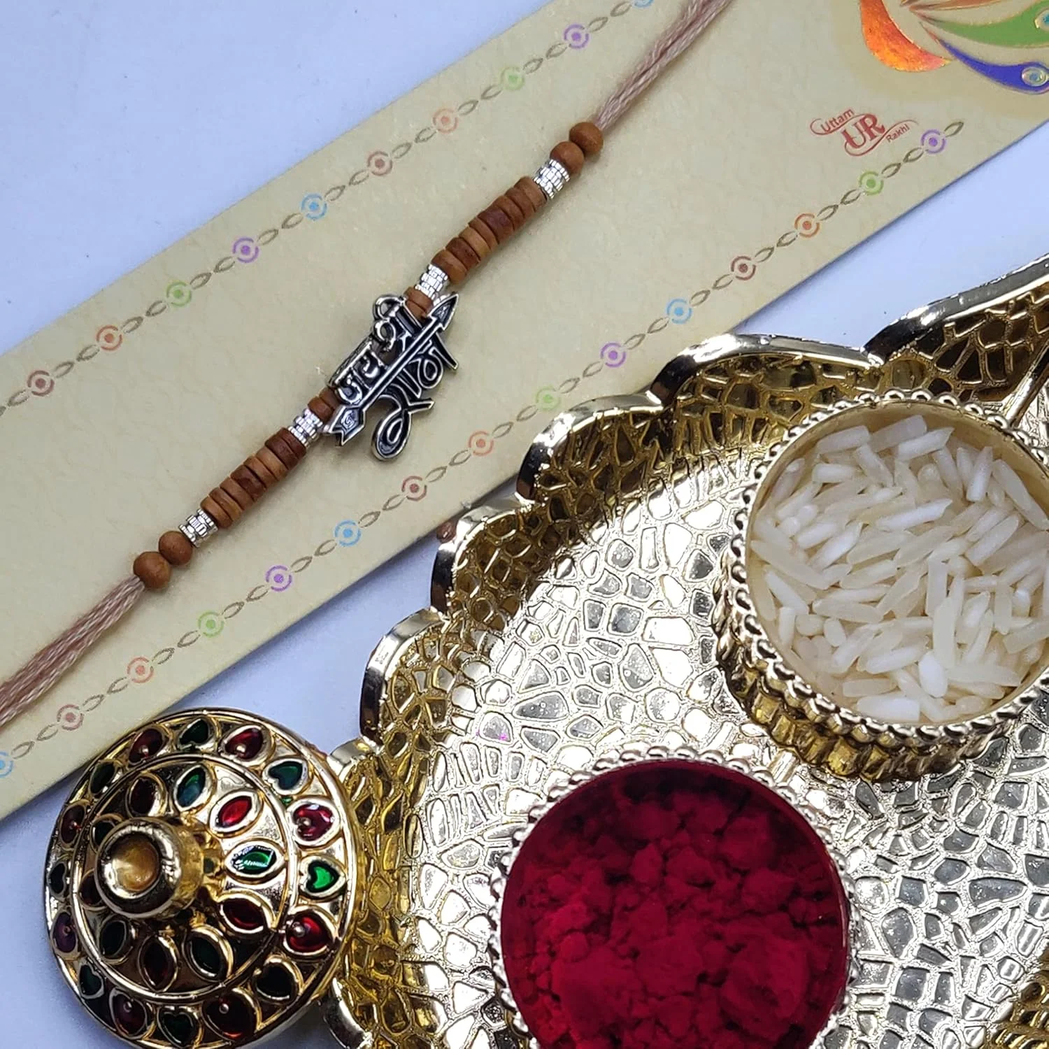 اوآفیش استورروم صنایع دستی، راکی سنتی طراح دار برای هدیه دادن به برادر در جشن راکشا باندان، استاندارد، آبی