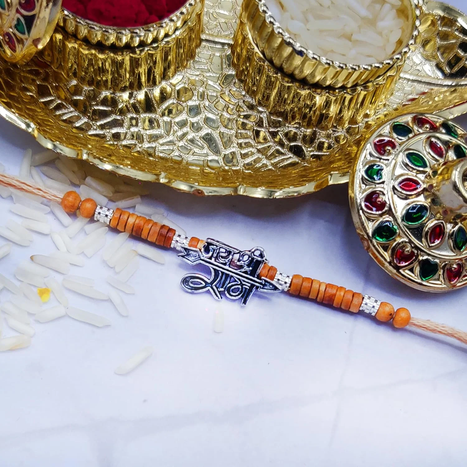 اوآفیش استورروم صنایع دستی، راکی سنتی طراح دار برای هدیه دادن به برادر در جشن راکشا باندان، استاندارد، آبی