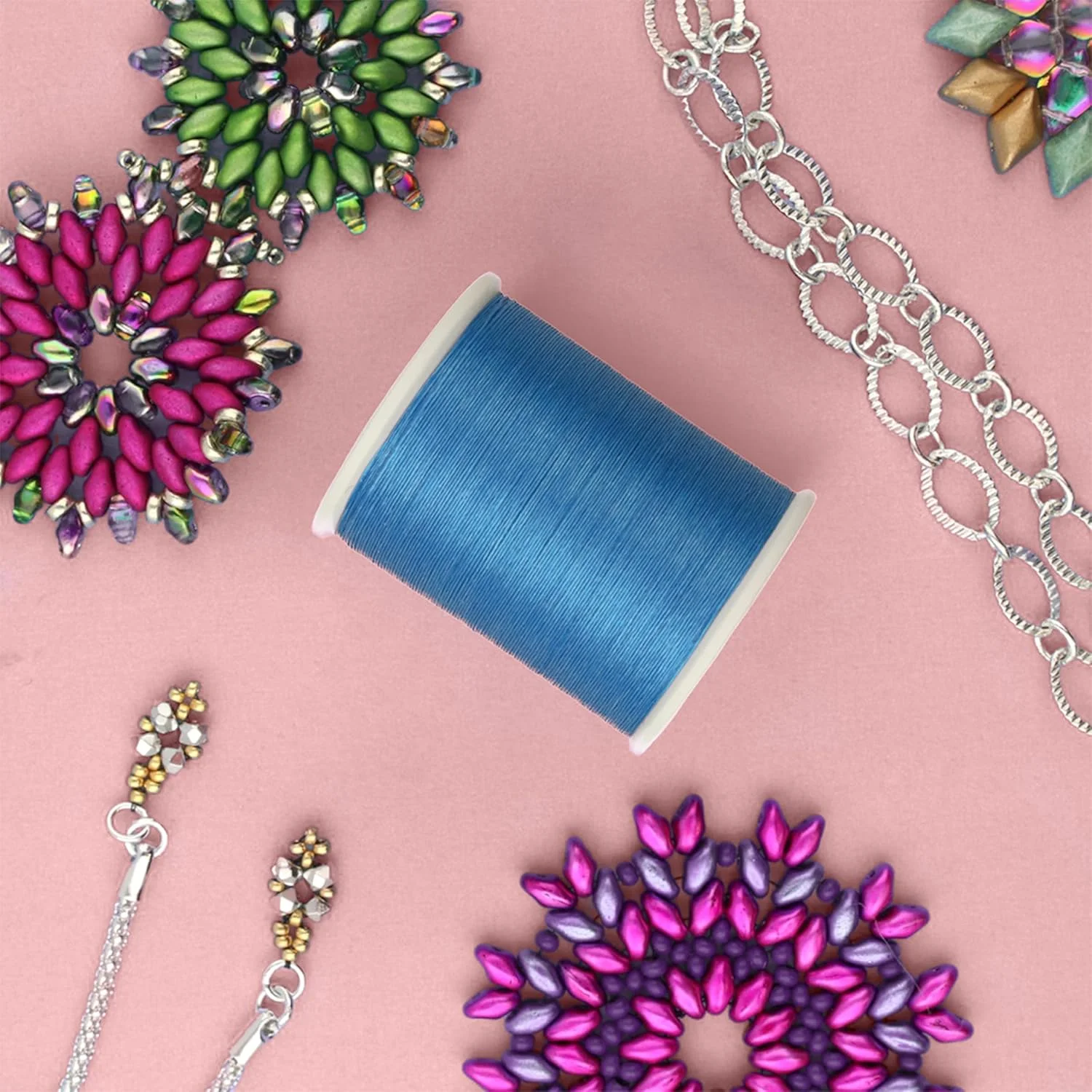 نخ مهرهبافی نوزوئه سونوکو – نخ دوخت ژاپنی 100% نایلون برای ساخت جواهرات، رنگ آبی، 78dtex، فوقالعاده ظریف، 100 متر (110 یارد) نخ مهرهبافی نوزوئه سونوکو – نخ دوخت ژاپنی 100% نایلون برای ساخت جواهرات، رنگ آبی، 78dtex، فوقالعاده ظریف، 100 متر (110 یارد)