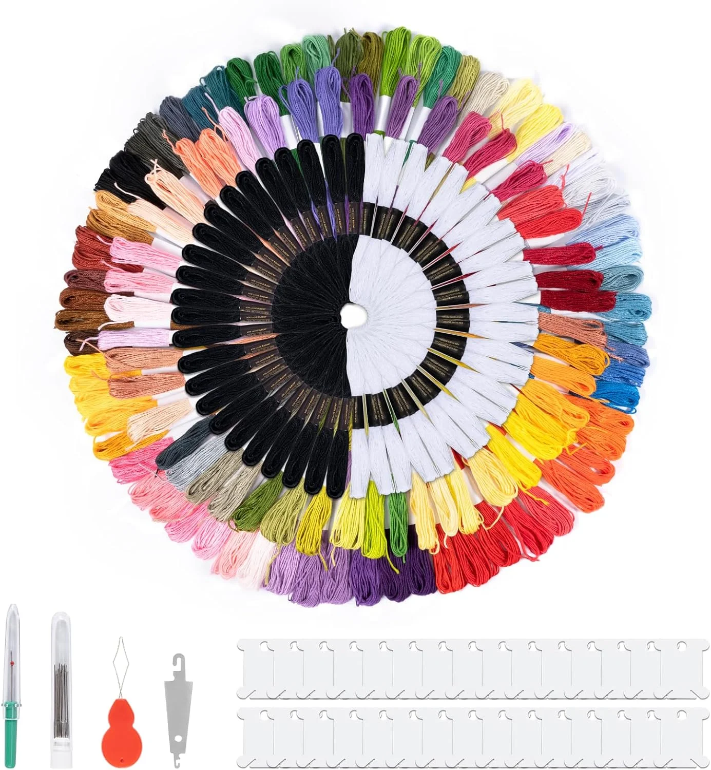 ست نخ گلدوزی Noa Home Deco 306، شامل 200 نخ رنگارنگ و 48 نخ سیاه و سفید برای دستبند، ست صنایع دستی گلدوزی DIY، هنر، سیم بخیه متقاطع، نخ های صفحه سیم، نخ های خیاطی، لوازم جانبی قلاب بافی