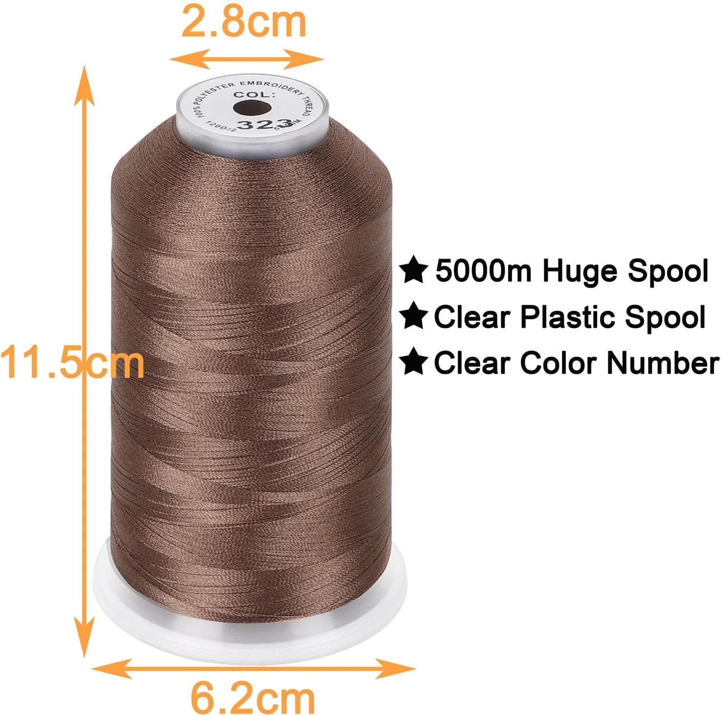 نخ گلدوزی نیو برودر - 2 قرقره بزرگ 5000 متری نخ پلی استر ماشین گلدوزی 40WT برای ماشین های تجاری و خانگی - قهوه ای روشن نخ گلدوزی نیو برودر - 2 قرقره بزرگ 5000 متری نخ پلی استر ماشین گلدوزی 40WT برای ماشین های تجاری و خانگی - قهوه ای روشن