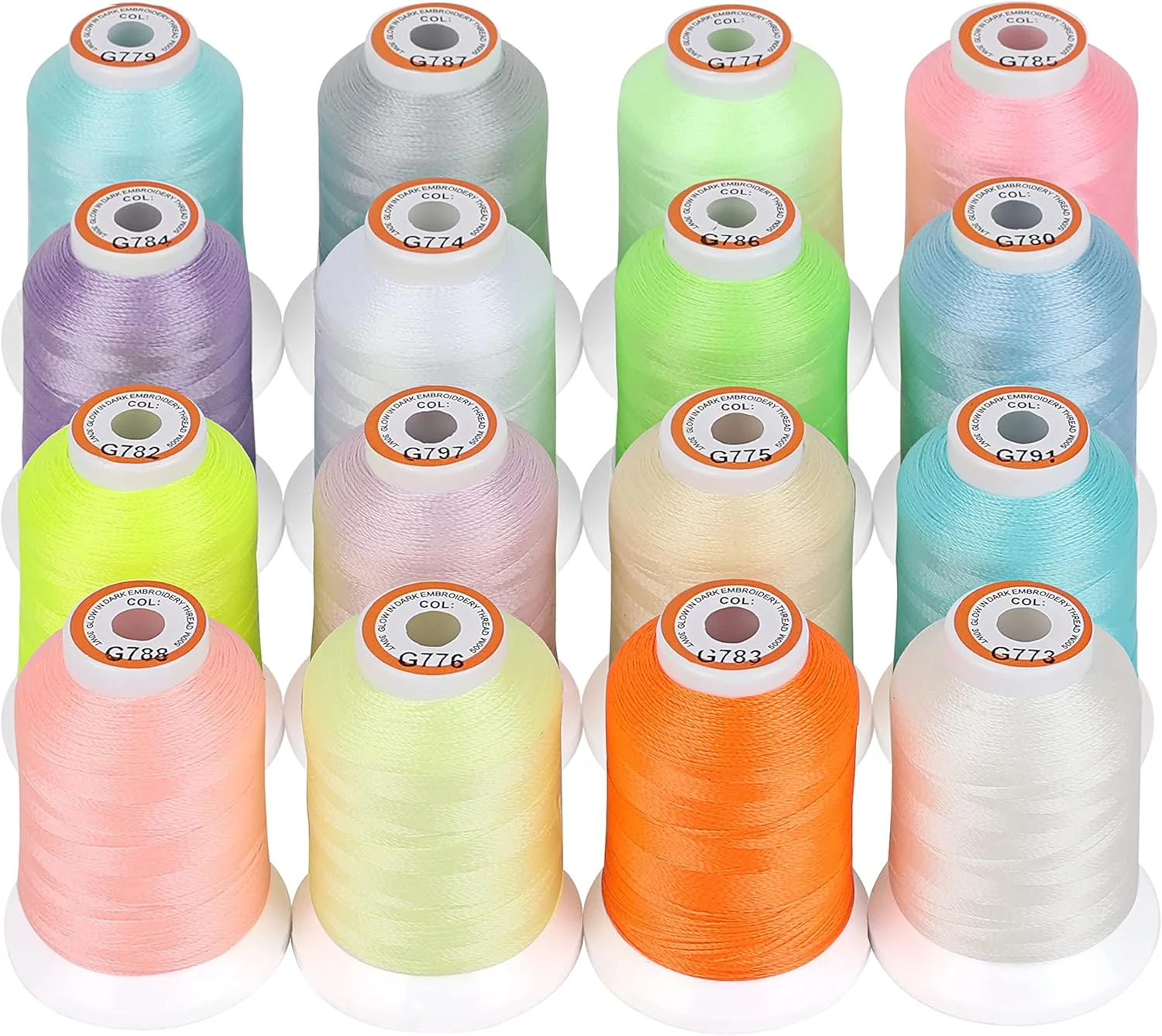 ست نخ گلدوزی ماشینی شب تاب نیو برودر، 16 رنگ، 30WT، 500 متر (550 یارد) در هر قرقره، مناسب برای گلدوزی، لحاف دوزی و خیاطی ست نخ گلدوزی ماشینی شب تاب نیو برودر، 16 رنگ، 30WT، 500 متر (550 یارد) در هر قرقره، مناسب برای گلدوزی، لحاف دوزی و خیاطی