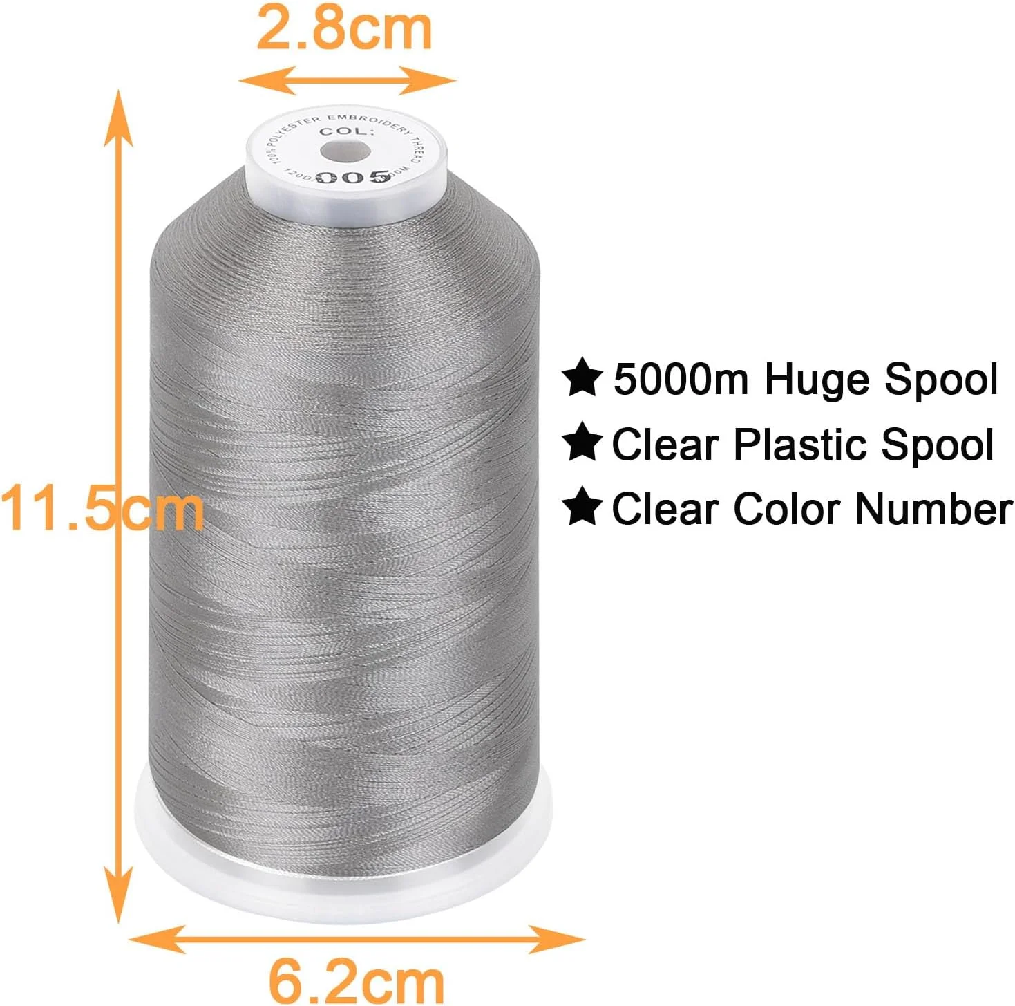 نخ گلدوزی پلی استر تک قرقره بزرگ 5000 متری New brothread، وزن 40، مناسب برای ماشین های صنعتی و خانگی - نقره ای نخ گلدوزی پلی استر تک قرقره بزرگ 5000 متری New brothread، وزن 40، مناسب برای ماشین های صنعتی و خانگی - نقره ای