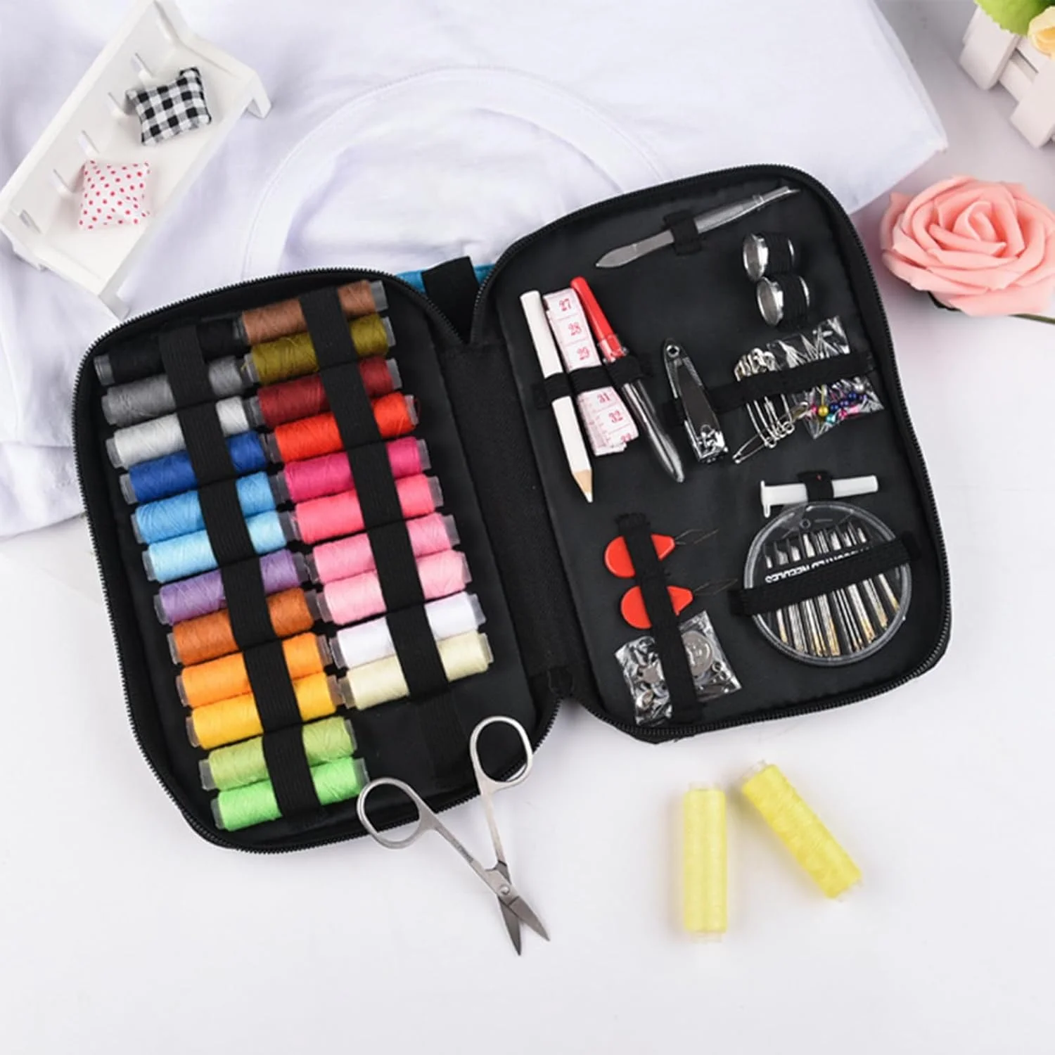 ست نخ و سوزن، ابزار خیاطی قابل حمل - مقاوم، مناسب مبتدیان، لوازم چند منظوره برای تعمیرات مسافرتی، لحاف دوزی، خیاطی لباس ست نخ و سوزن، ابزار خیاطی قابل حمل - مقاوم، مناسب مبتدیان، لوازم چند منظوره برای تعمیرات مسافرتی، لحاف دوزی، خیاطی لباس