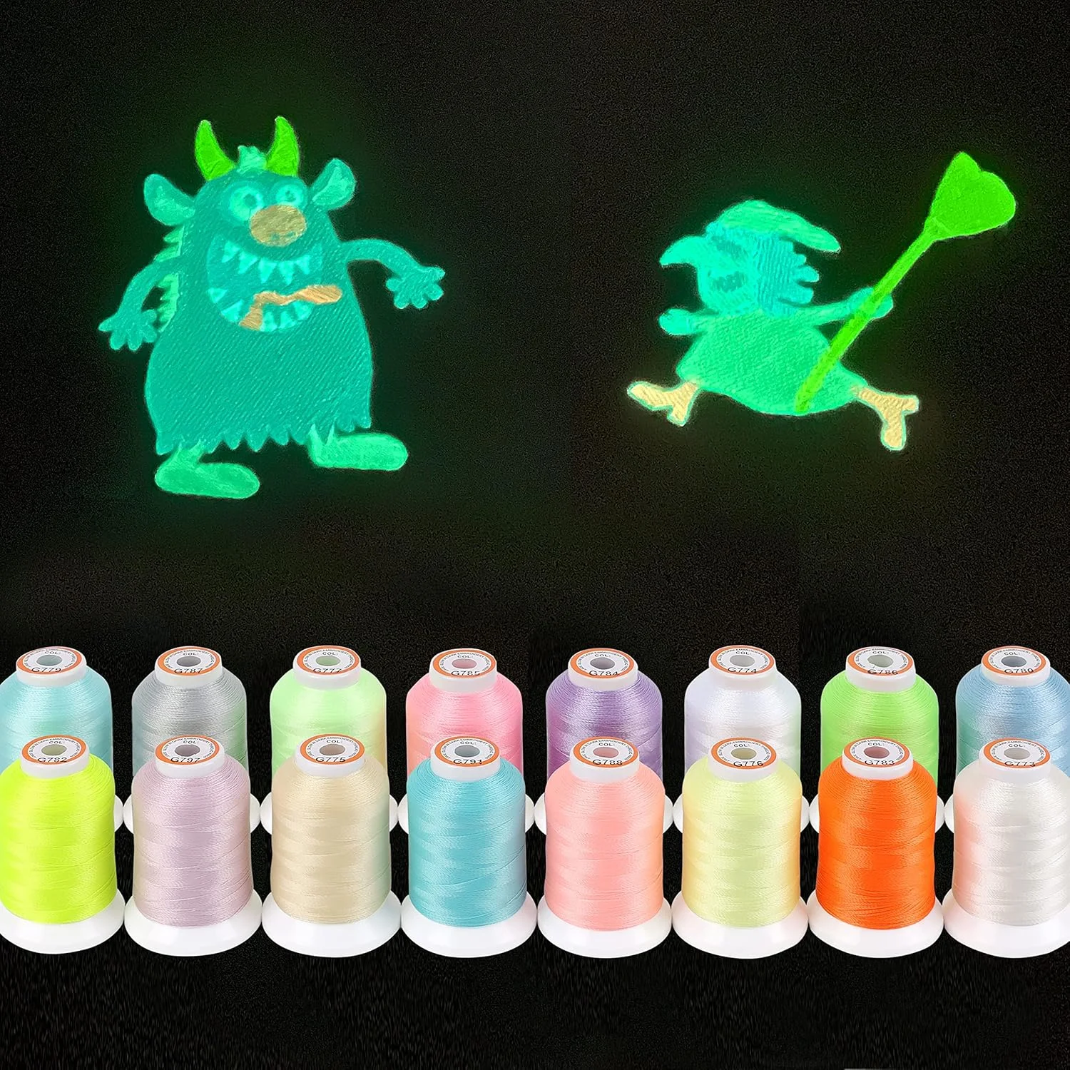 ست نخ گلدوزی ماشینی شب تاب نیو برودر، 16 رنگ، 30WT، 500 متر (550 یارد) در هر قرقره، مناسب برای گلدوزی، لحاف دوزی و خیاطی ست نخ گلدوزی ماشینی شب تاب نیو برودر، 16 رنگ، 30WT، 500 متر (550 یارد) در هر قرقره، مناسب برای گلدوزی، لحاف دوزی و خیاطی