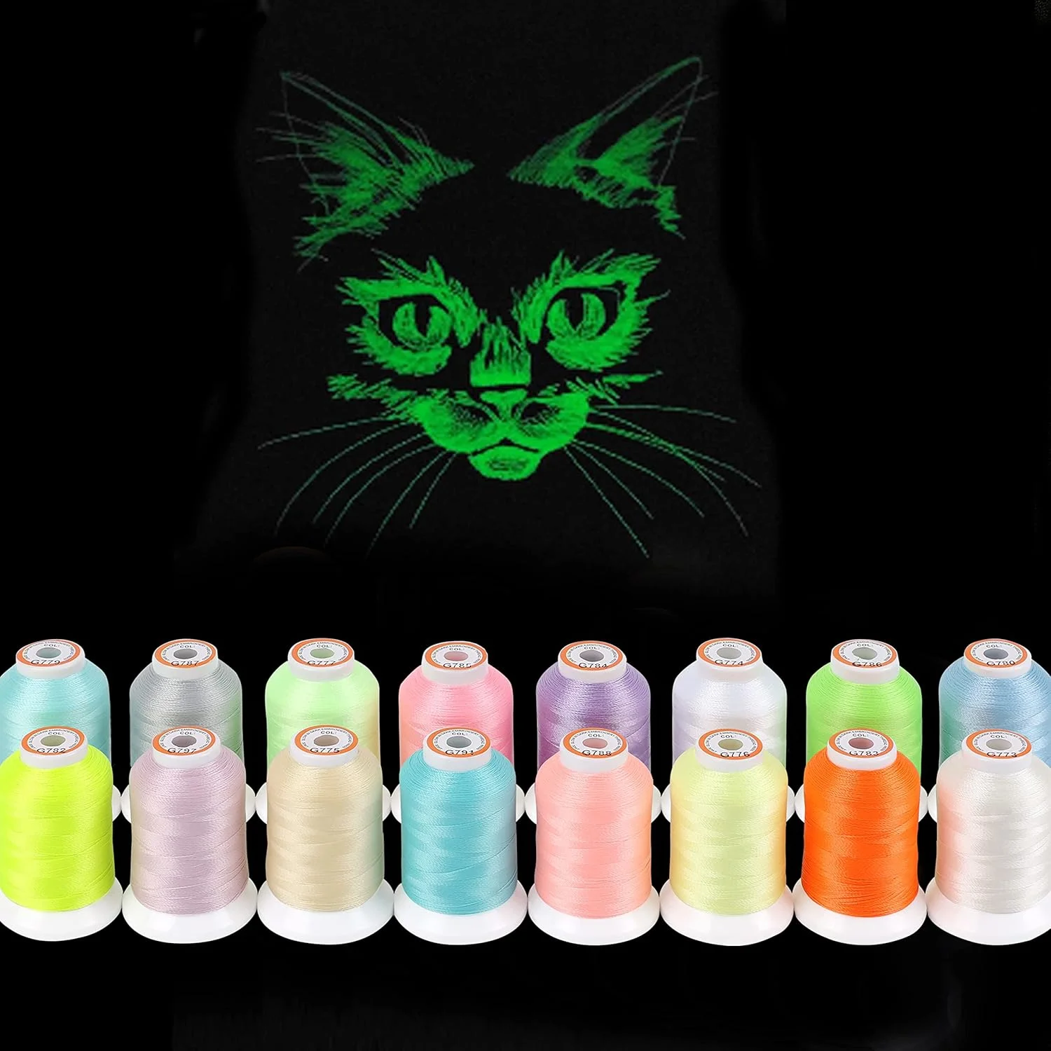 ست نخ گلدوزی ماشینی شب تاب نیو برودر، 16 رنگ، 30WT، 500 متر (550 یارد) در هر قرقره، مناسب برای گلدوزی، لحاف دوزی و خیاطی ست نخ گلدوزی ماشینی شب تاب نیو برودر، 16 رنگ، 30WT، 500 متر (550 یارد) در هر قرقره، مناسب برای گلدوزی، لحاف دوزی و خیاطی