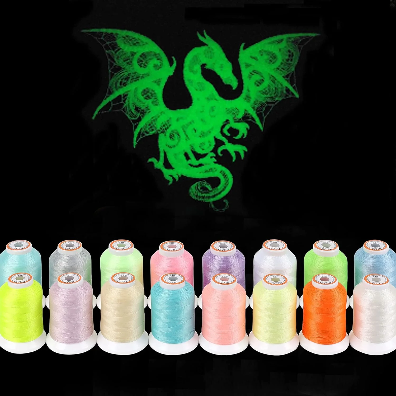 ست نخ گلدوزی ماشینی شب تاب نیو برودر، 16 رنگ، 30WT، 500 متر (550 یارد) در هر قرقره، مناسب برای گلدوزی، لحاف دوزی و خیاطی ست نخ گلدوزی ماشینی شب تاب نیو برودر، 16 رنگ، 30WT، 500 متر (550 یارد) در هر قرقره، مناسب برای گلدوزی، لحاف دوزی و خیاطی