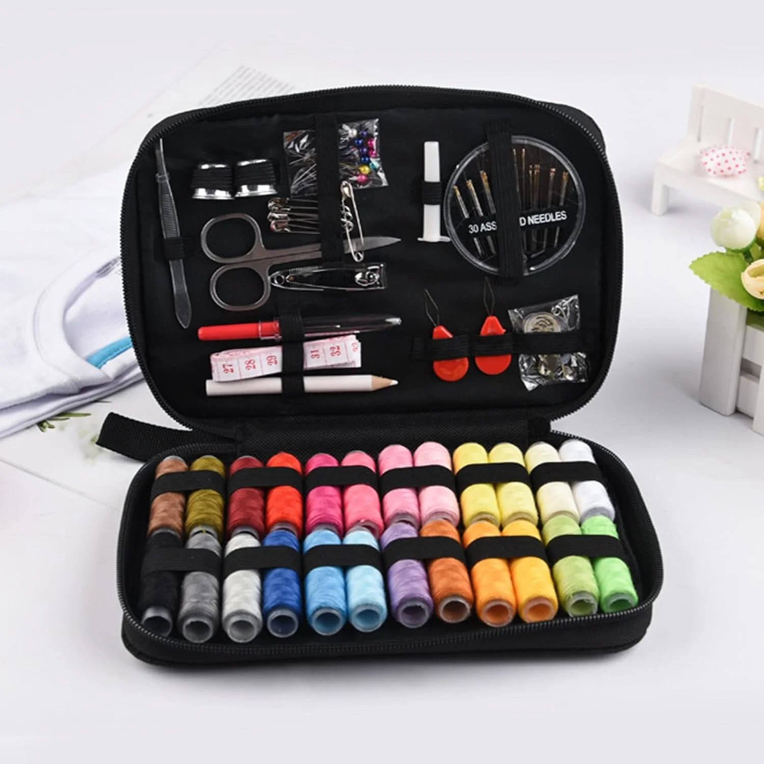 ست نخ و سوزن، ابزار خیاطی قابل حمل - مقاوم، مناسب مبتدیان، لوازم چند منظوره برای تعمیرات مسافرتی، لحاف دوزی، خیاطی لباس ست نخ و سوزن، ابزار خیاطی قابل حمل - مقاوم، مناسب مبتدیان، لوازم چند منظوره برای تعمیرات مسافرتی، لحاف دوزی، خیاطی لباس