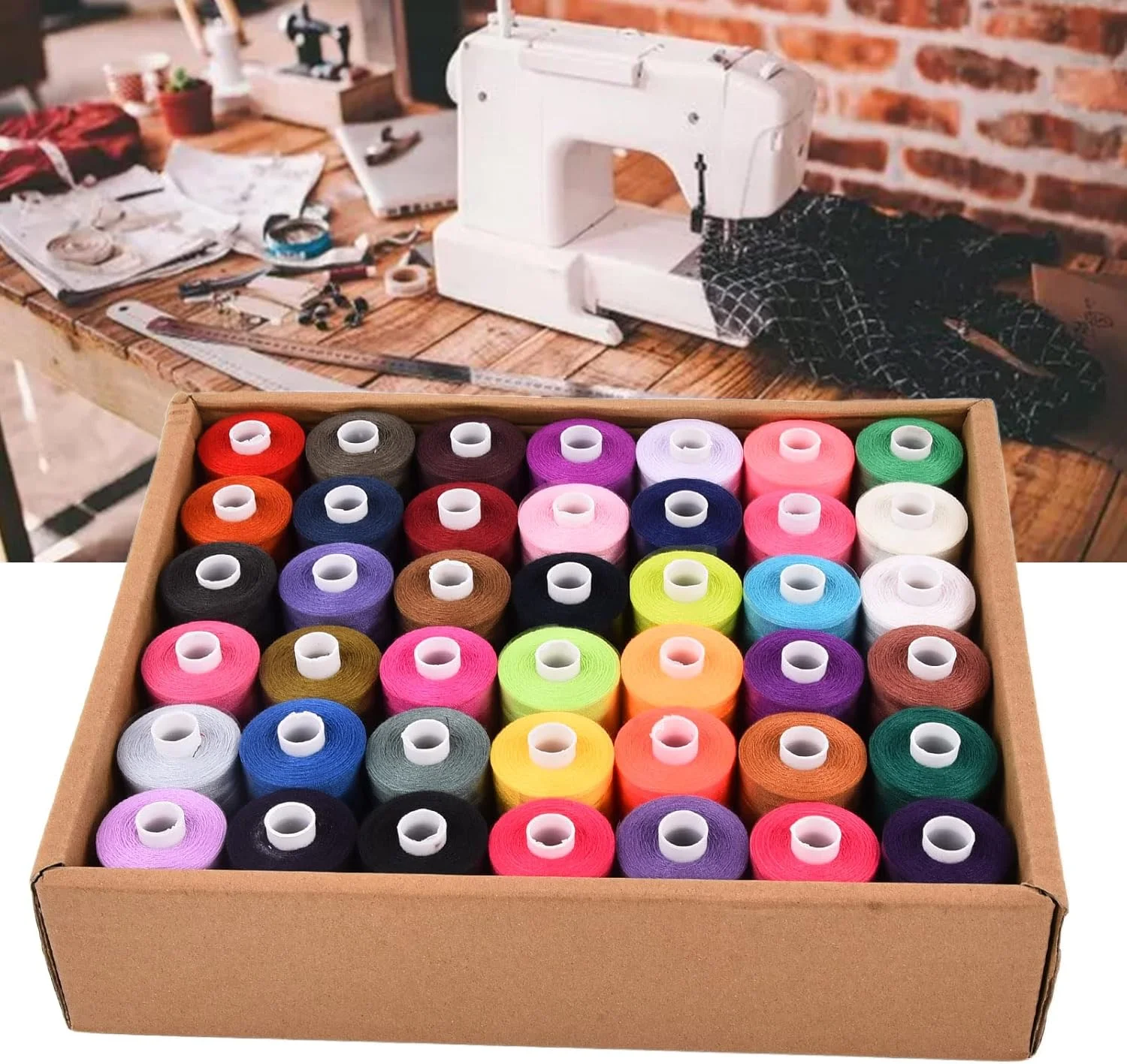 نخ خیاطی NDNCZDHC، 1000 یارد، 42 رنگ، نخ پلی استر برای چرخ خیاطی، کیت نخ گلدوزی نخ خیاطی NDNCZDHC، 1000 یارد، 42 رنگ، نخ پلی استر برای چرخ خیاطی، کیت نخ گلدوزی