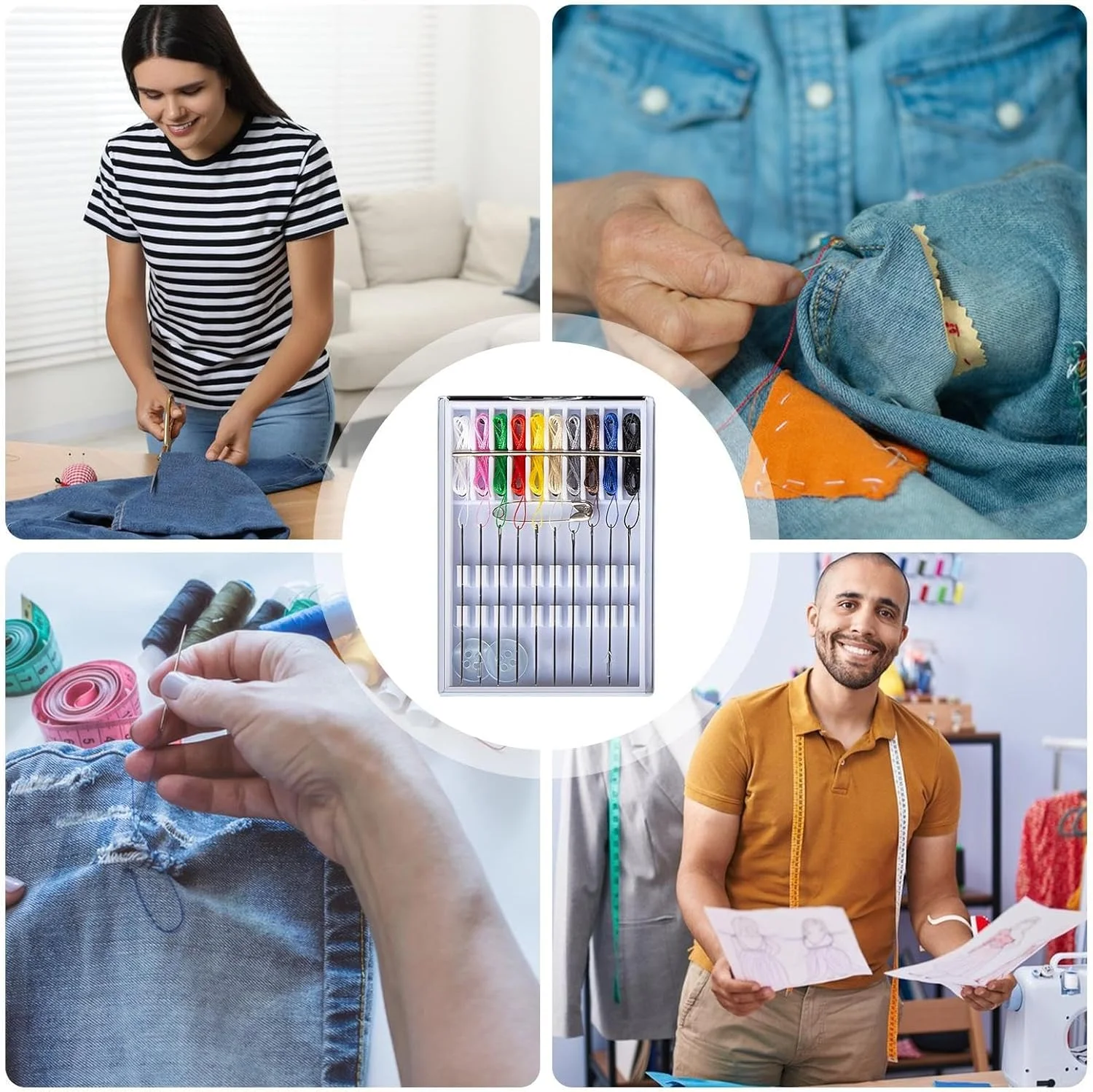 ست نخ و سوزن - 10 رنگ نخ شده لوازم جانبی خیاطی قابل حمل | لوازم جانبی گلدوزی با دکمه سنجاق برای مادر مادربزرگ زنان مردان ست نخ و سوزن - 10 رنگ نخ شده لوازم جانبی خیاطی قابل حمل | لوازم جانبی گلدوزی با دکمه سنجاق برای مادر مادربزرگ زنان مردان