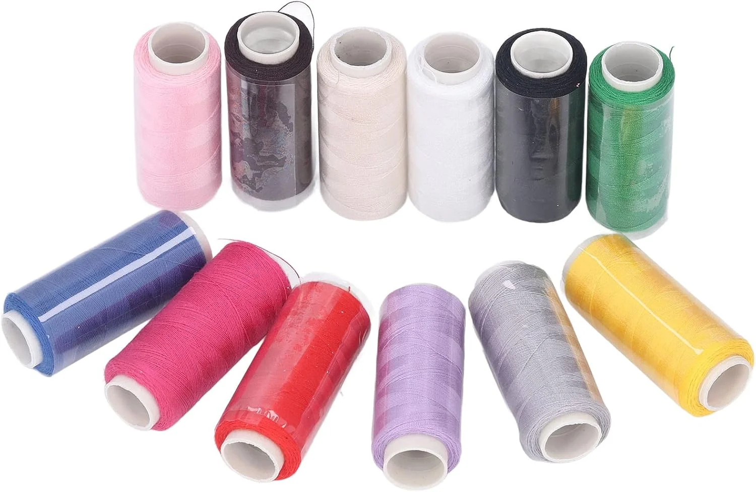 کیت نخ خیاطی 12 رنگ NDNCZDHC، نخ های چرخ خیاطی 250 یاردی، نخ های کوچک پلی استر 2.2 اینچی برای چرخ خیاطی