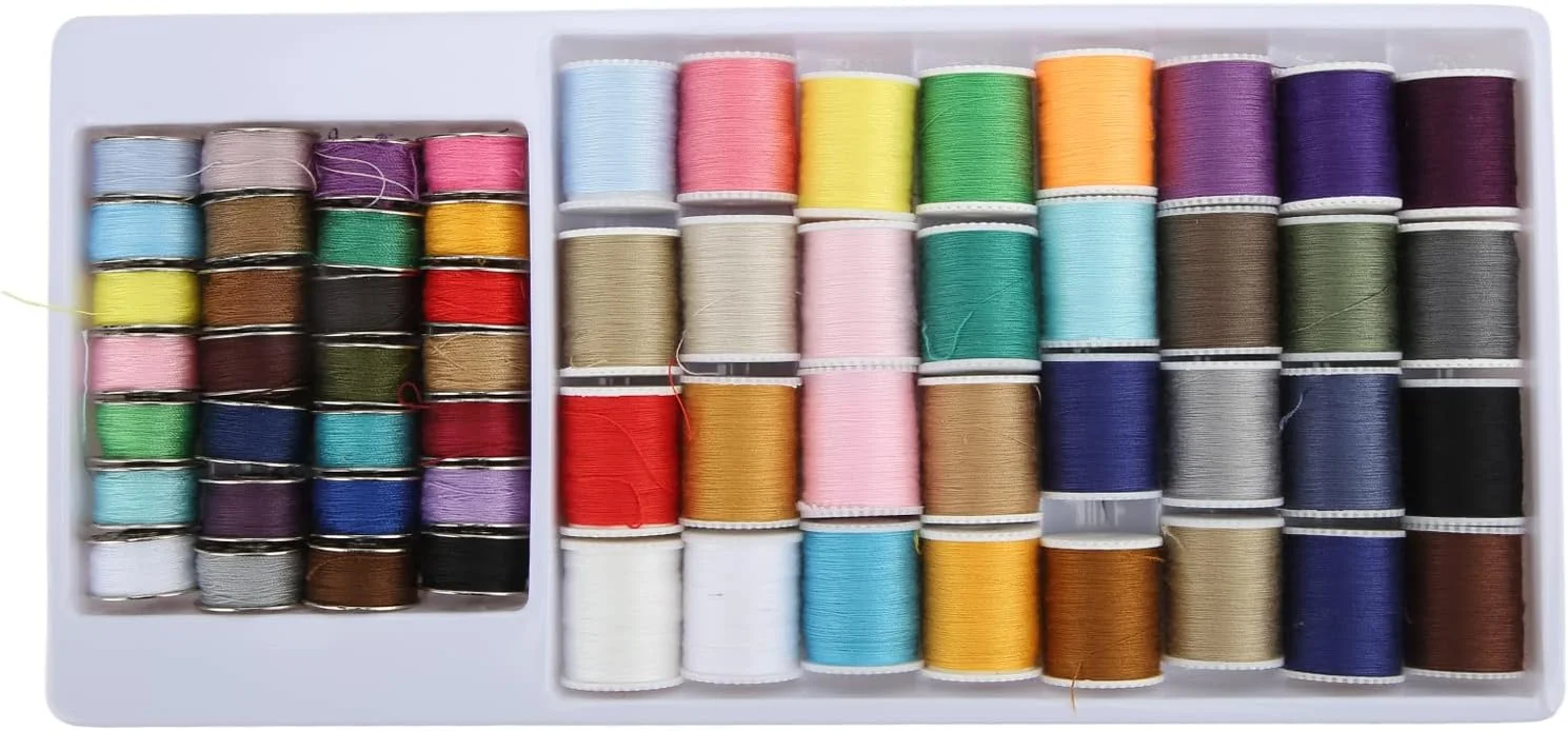 نخ خیاطی NDNCZDHC، نخ گلدوزی چند رنگ 60 شفت، نخ پلی استر با جعبه پلاستیکی نگهداری، کیت خیاطی برای بزرگسالان