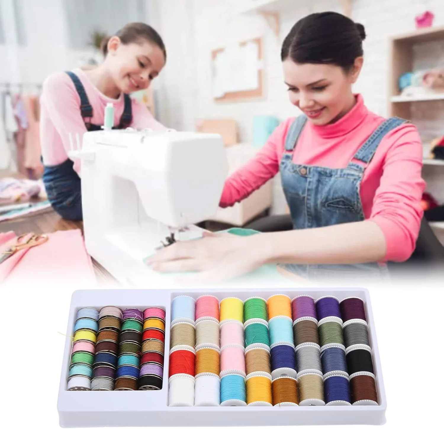 نخ خیاطی NDNCZDHC، نخ گلدوزی چند رنگ 60 شفت، نخ پلی استر با جعبه پلاستیکی نگهداری، کیت خیاطی برای بزرگسالان نخ خیاطی NDNCZDHC، نخ گلدوزی چند رنگ 60 شفت، نخ پلی استر با جعبه پلاستیکی نگهداری، کیت خیاطی برای بزرگسالان