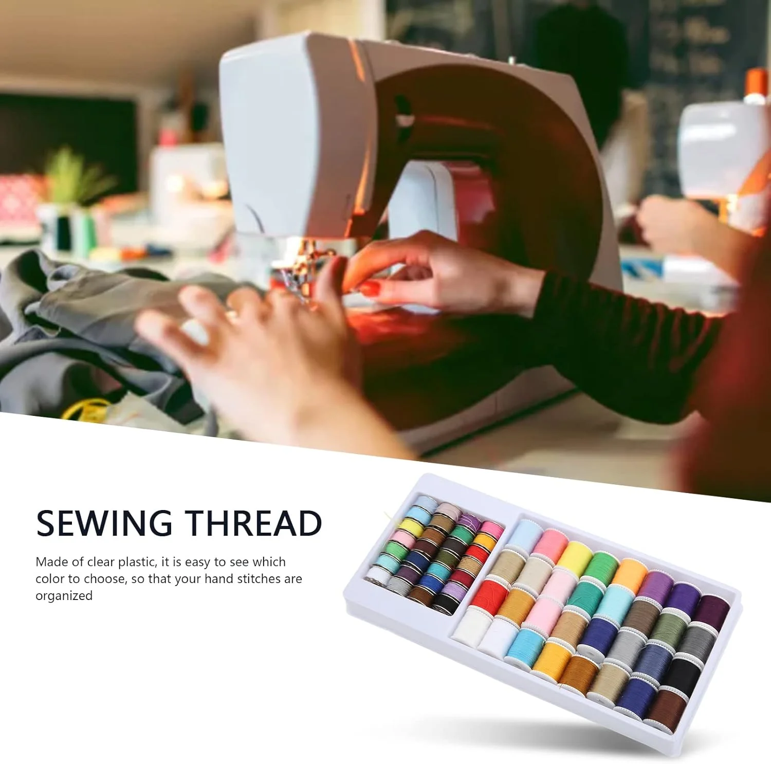 نخ خیاطی NDNCZDHC، نخ گلدوزی چند رنگ 60 شفت، نخ پلی استر با جعبه پلاستیکی نگهداری، کیت خیاطی برای بزرگسالان نخ خیاطی NDNCZDHC، نخ گلدوزی چند رنگ 60 شفت، نخ پلی استر با جعبه پلاستیکی نگهداری، کیت خیاطی برای بزرگسالان