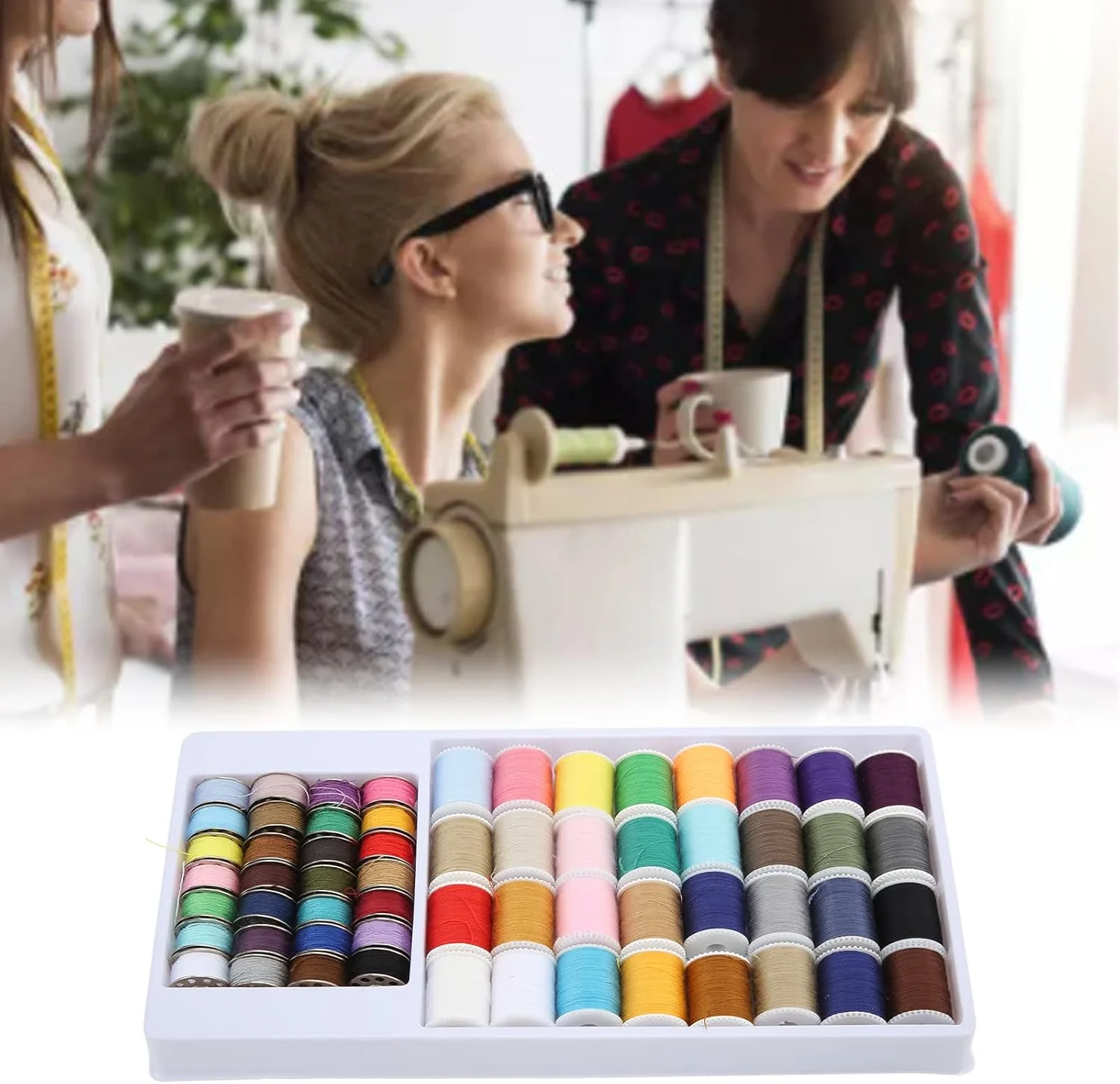 نخ خیاطی NDNCZDHC، نخ گلدوزی چند رنگ 60 شفت، نخ پلی استر با جعبه پلاستیکی نگهداری، کیت خیاطی برای بزرگسالان نخ خیاطی NDNCZDHC، نخ گلدوزی چند رنگ 60 شفت، نخ پلی استر با جعبه پلاستیکی نگهداری، کیت خیاطی برای بزرگسالان