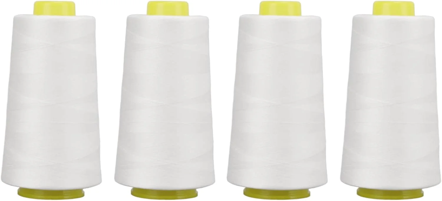 نخ سردوز سفید NDNCZDHC، 4 عدد، 3000 یارد نخ چرخ خیاطی پلی استر بزرگ برای سوزن دوزی خانگی، لوازم خیاطی