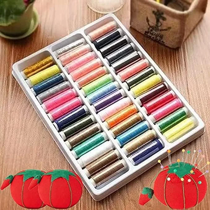 Nature Dream نخ خیاطی پلی استر خالص 39 رنگ مخلوط، مناسب چرخ خیاطی و دست دوز، 200 یارد در هر قرقره، نخ های بافتنی، لوازم خیاطی DIY به همراه 3 عدد سوزن خیاطی، بالشتک سوزن طرح گوجه فرنگی زیبا Nature Dream نخ خیاطی پلی استر خالص 39 رنگ مخلوط، مناسب چرخ خیاطی و دست دوز، 200 یارد در هر قرقره، نخ های بافتنی، لوازم خیاطی DIY به همراه 3 عدد سوزن خیاطی، بالشتک سوزن طرح گوجه فرنگی زیبا