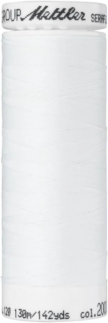 نخ خیاطی الاستیک متلر Seraflex طول 130 متر رنگ سفید 2000
