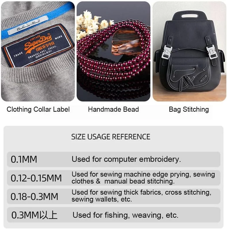 4500 متر نخ خیاطی نایلونی با روکش قوی و عرض 0.15 میلی متر، نخ نایلونی شفاف برای روکش، خیاطی، کیف پول، کیف، بوم، چرم گاوی 4500 متر نخ خیاطی نایلونی با روکش قوی و عرض 0.15 میلی متر، نخ نایلونی شفاف برای روکش، خیاطی، کیف پول، کیف، بوم، چرم گاوی