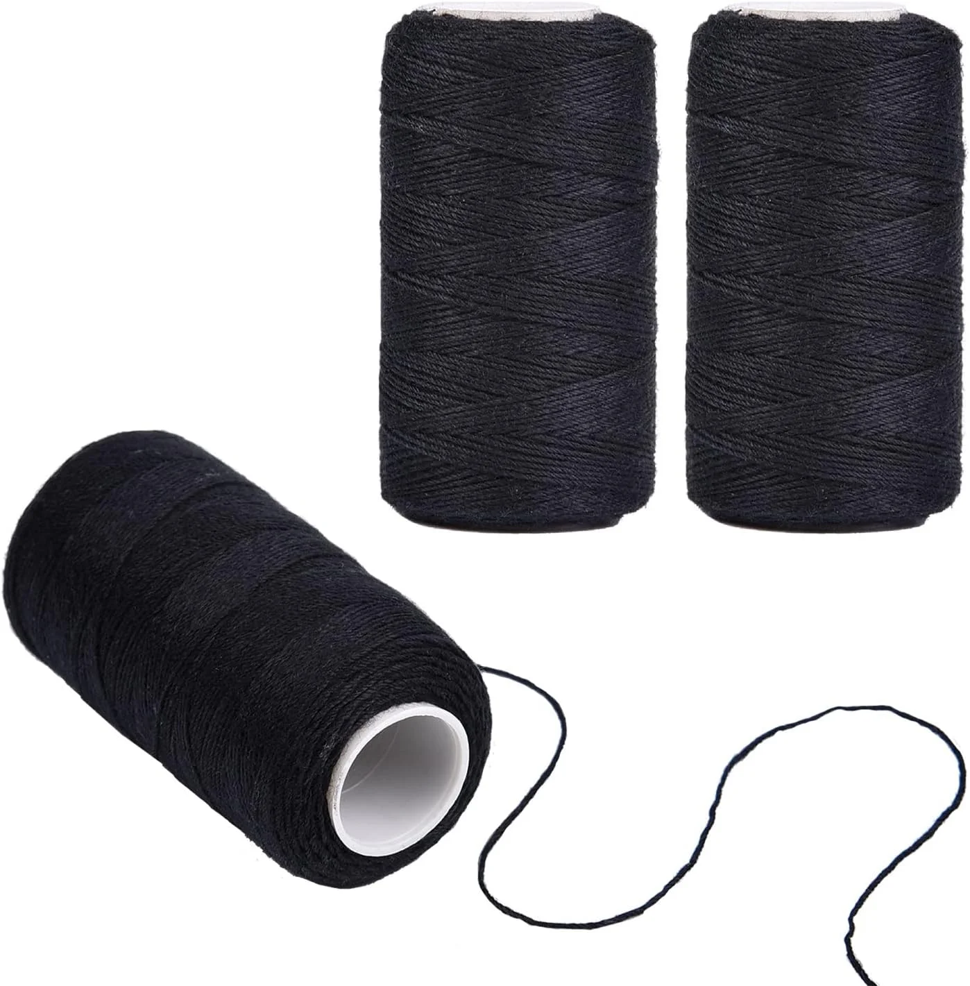 MFUOE نخ اکستنشن مو 2 عددی، نخ بافت سالن مو برای دوختن مو، ساخت کلاه گیس (مشکی) MFUOE نخ اکستنشن مو 2 عددی، نخ بافت سالن مو برای دوختن مو، ساخت کلاه گیس (مشکی)