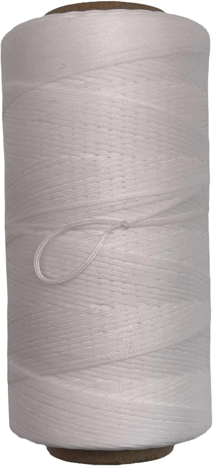 نخ های دوخت چرم موم زده تخت item4ever، 100% پلی استر 150D/0.8mm، 295 یارد، مناسب برای دوخت دستی چرم (سفید خام)