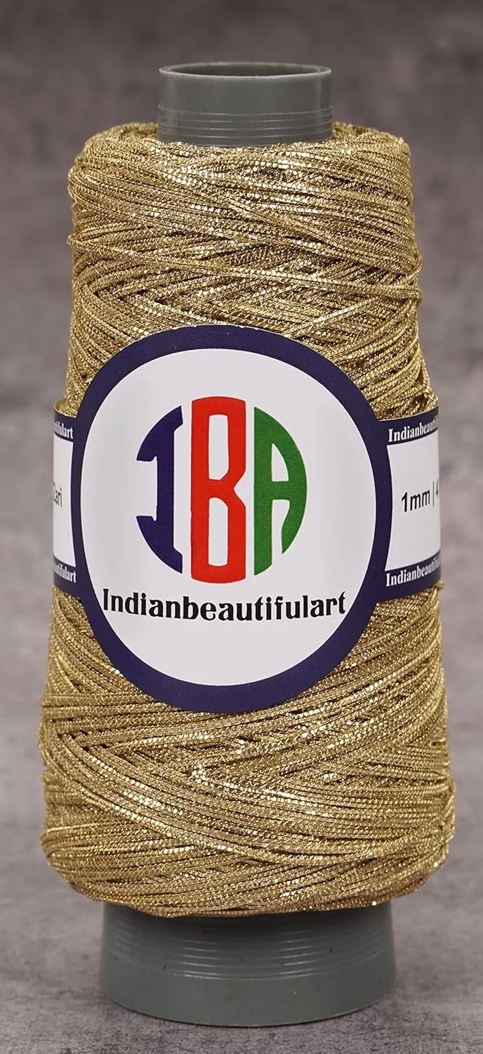 IBA Indianbeautifulart نخ ابریشمی متالیک گلدوزی نخ زری/دوری براق نخ درخشان برای سوزن دوزی گلدوزی دستی نخ 1 میلی متری برای صنایع دستی DIY بسته 1 عددی (طلایی) IBA Indianbeautifulart نخ ابریشمی متالیک گلدوزی نخ زری/دوری براق نخ درخشان برای سوزن دوزی گلدوزی دستی نخ 1 میلی متری برای صنایع دستی DIY بسته 1 عددی (طلایی)