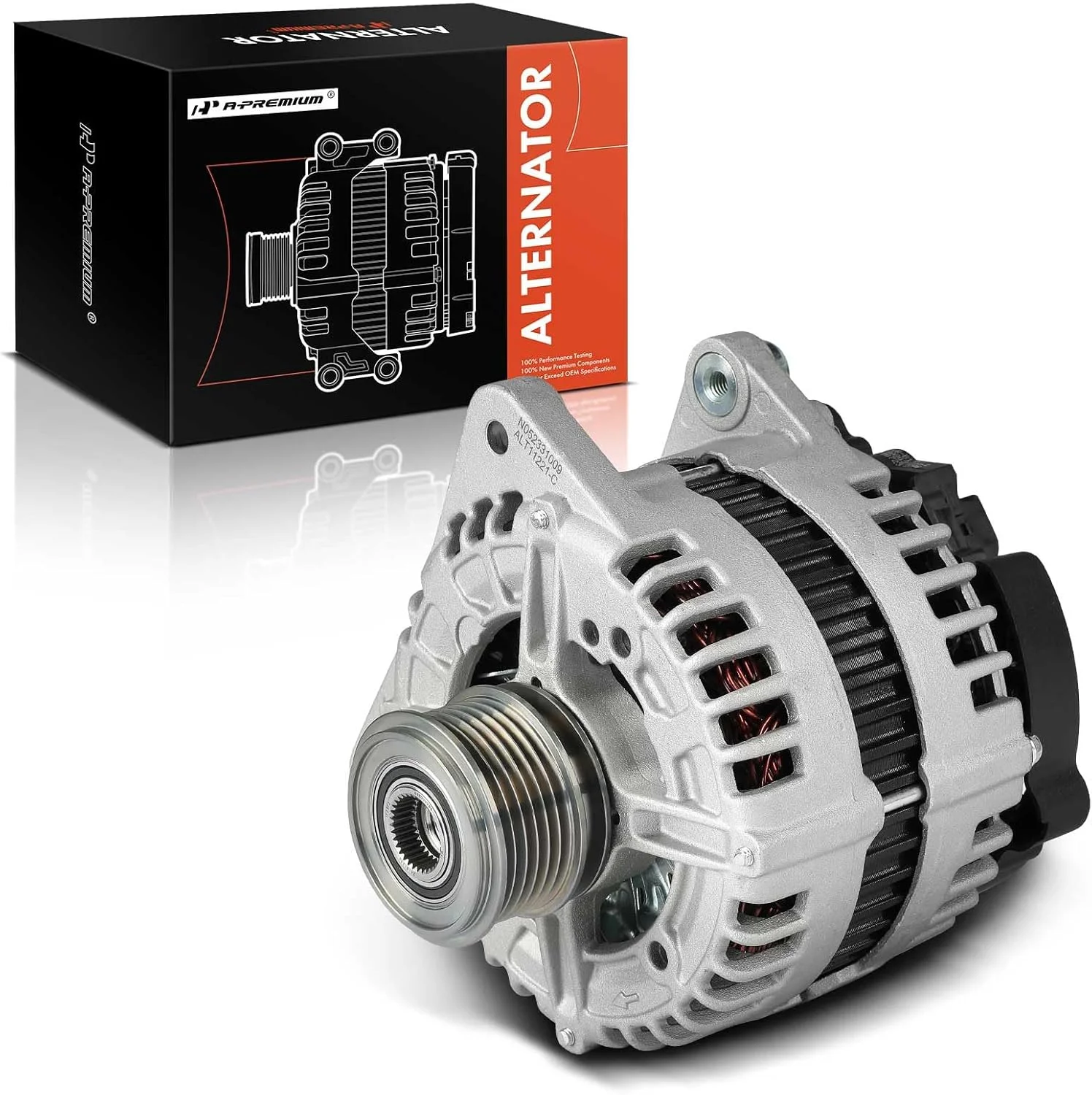 دینام A-Premium سازگار با فولکس واگن پاسات 2006 2007 2008 3.6L، 12 ولت 180 آمپر، پولی کلاچ 6 شیار چرخش در جهت عقربه های ساعت، جایگزین # 03G903023، 03G903023X