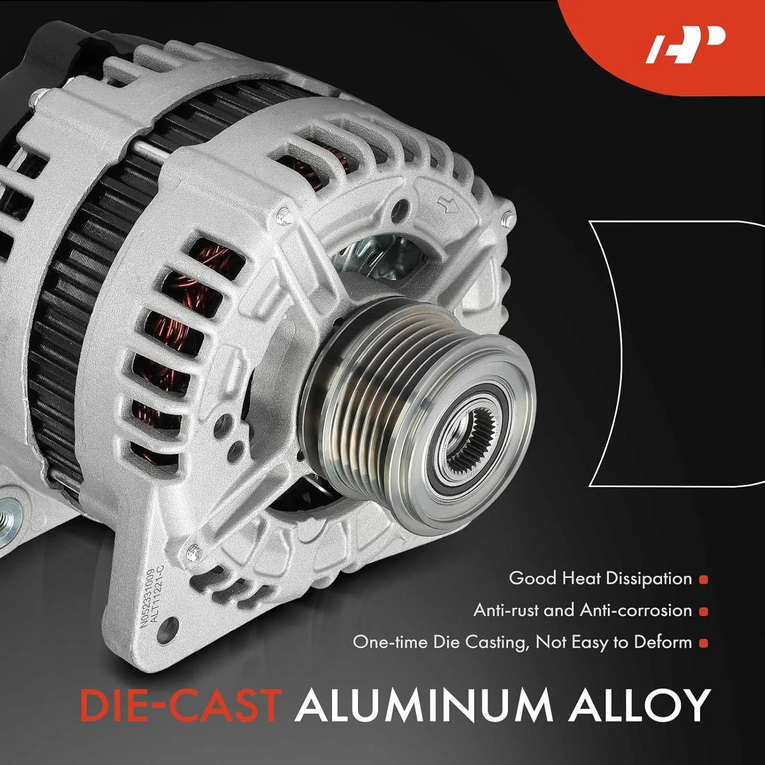 دینام A-Premium سازگار با فولکس واگن پاسات 2006 2007 2008 3.6L، 12 ولت 180 آمپر، پولی کلاچ 6 شیار چرخش در جهت عقربه های ساعت، جایگزین # 03G903023، 03G903023X