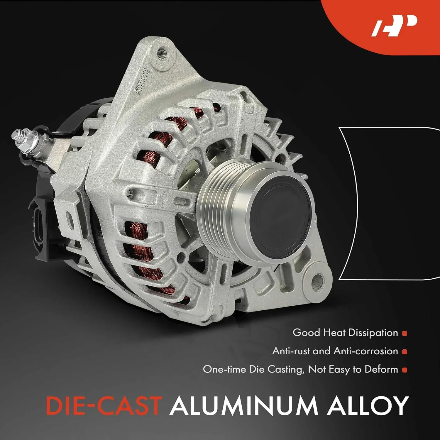 دینام A-Premium سازگار با هیوندای الانترا 2014 2015 2016 1.8L، 12 ولت 150 آمپر، پولی کلاچ 6 شیار، چرخش در جهت عقربه های ساعت، جایگزین# 37300-2E800, 2619086