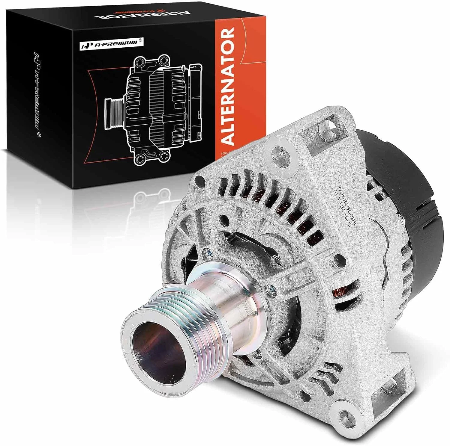 آلترناتور A-Premium سازگار با Saab 9-3 1999-2001 2.0L 2.3L، 9-3 2002-2003 2.0L، 900 1994-1997 2.3L 2.5L، 900 1998 2.0L 2.3L، 12 ولت 90 آمپر پولی 6 شیاره چرخش در جهت عقربه های ساعت، جایگزین# 4221826، 4734018